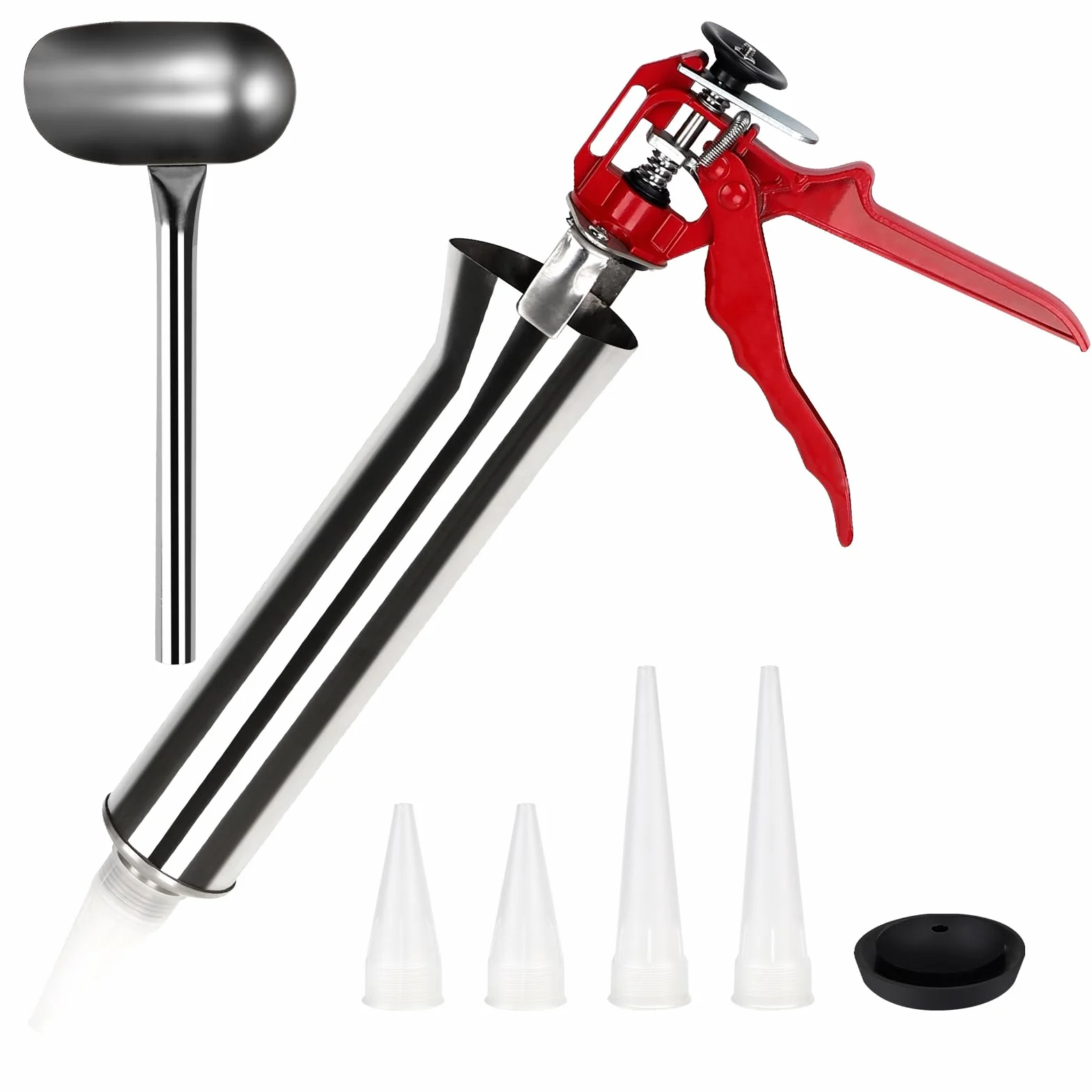 EXLECO Pistola de Calafateo de Cemento de Acero Inoxidable Jeringa de Hormigón Profesional Pistola Applicateur de Lechada Bomba para Mortero Herramienta Aplicadora para Cemento con Accesorios