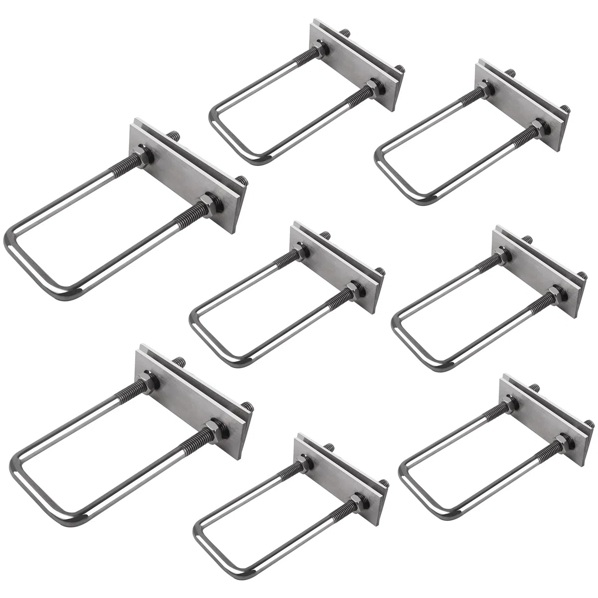 8 Piezas Perno en U, Pernos U Cuadrados M8 x 50 x 130mm, Con Tuercas Placas Arandela, Para Jardines, Patios, Instalación de Autocaravanas, Tuberías, Dispositivos Solares Fijos