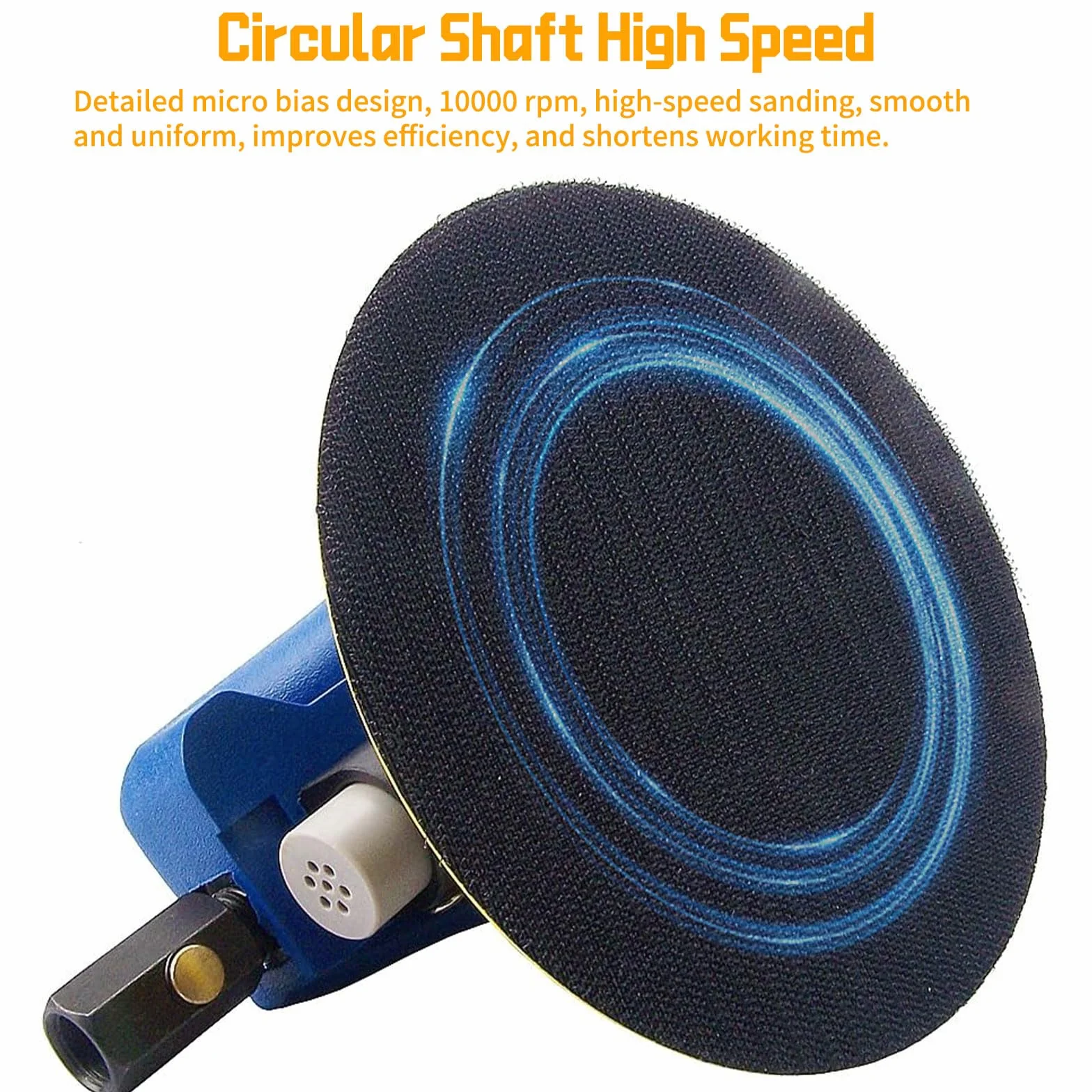 Lijadora Excéntrica Neumática Orbital de Aire Comprimido Mano, Disco Ø125mm (5“), Pulidora Aleatoria Multichorro de Doble Acción, Rotación 10000 rpm, Máquina Lijar Neumática con Regulación Velocidad