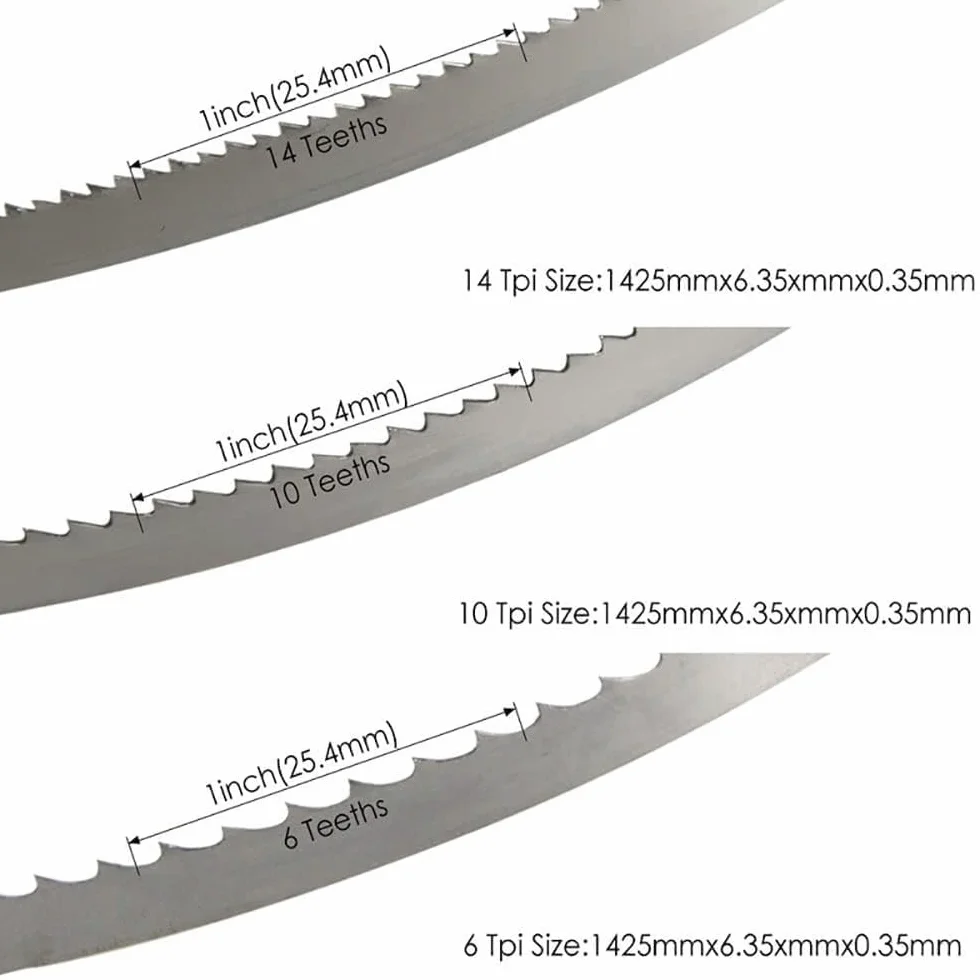 Paquete De 4 Hojas, Hojas De Sierra De Cinta SK5, 1425 mm x 6,35 mm x 0,35 mm x 6TPI, Madera Metal Plástico PVC Espuma Corte