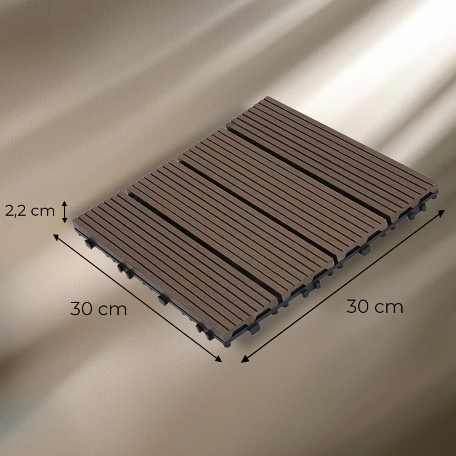 Set de 11 Baldosas de Exterior Madera Composite WPC 1m² Antideslizantes 30x30cm Marrón Café