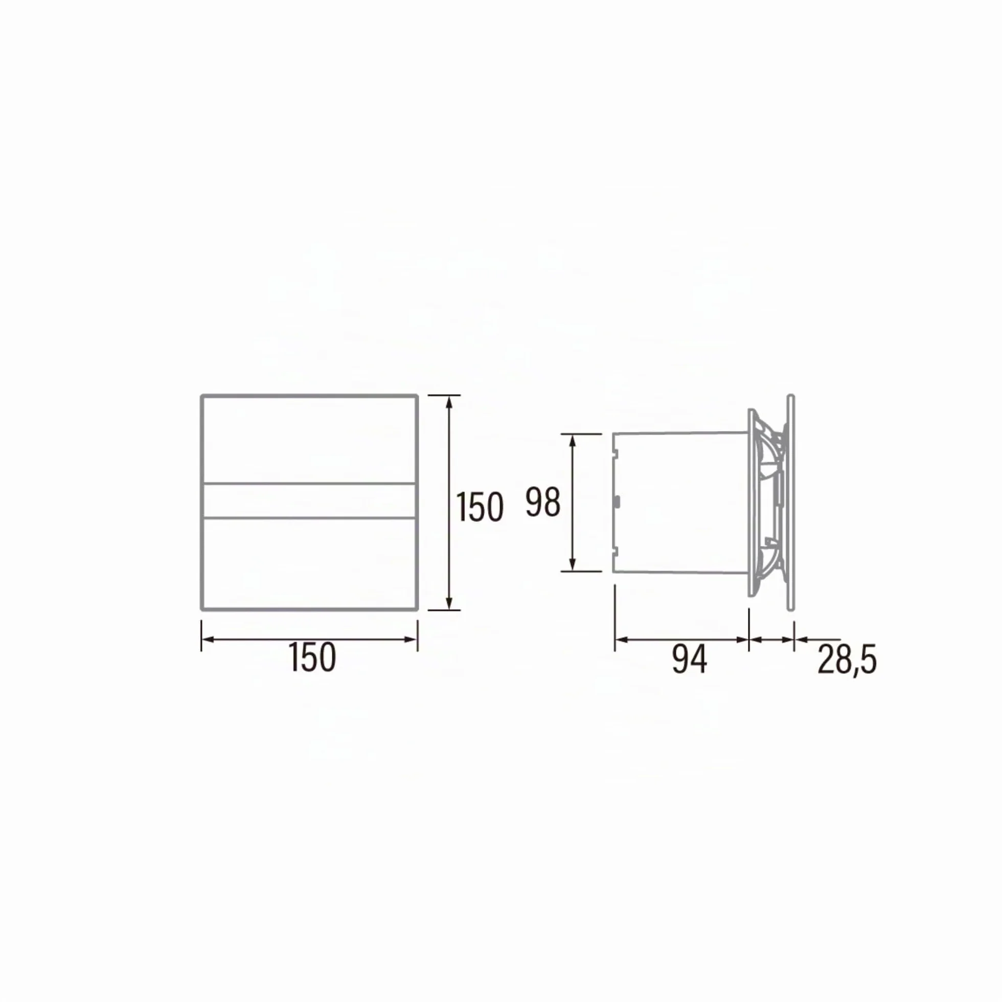 Cata, Extractor baño E-100 GT BK Extracción Perimetral Timer Nivel Sonoro 31 dB Potencia 8W Clase B Velocidad 2600 r.p.m Color Negro