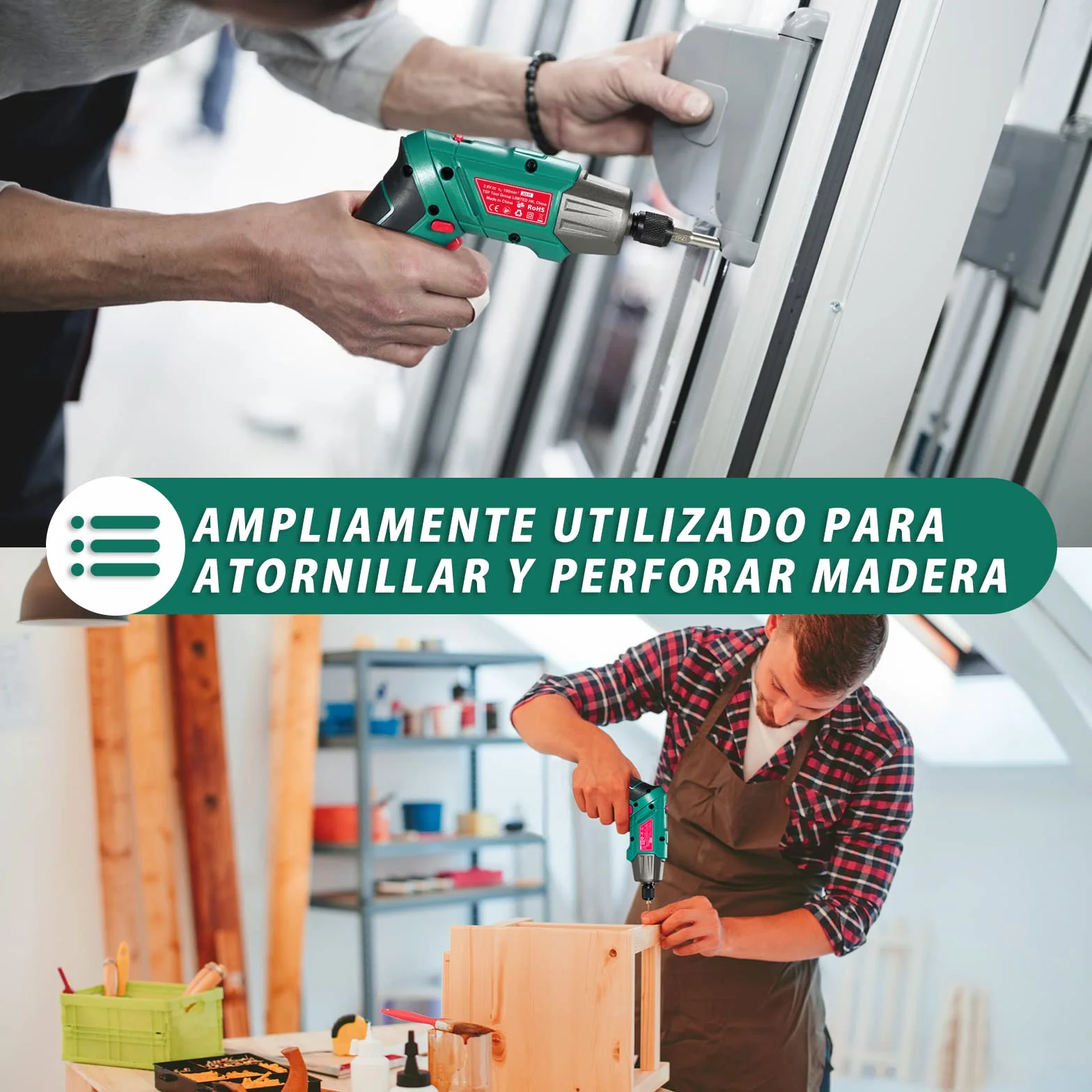 HYCHIKA Atornillador Eléctrico 6Nm, Destornillador Eléctrico (Máximo Par 6 N.m, 3.6V, 2.0Ah) LED Luz como Linterna, Cable USB, 35 Accesorios, Estuche portátil, Para Reparaciones en El Hogar