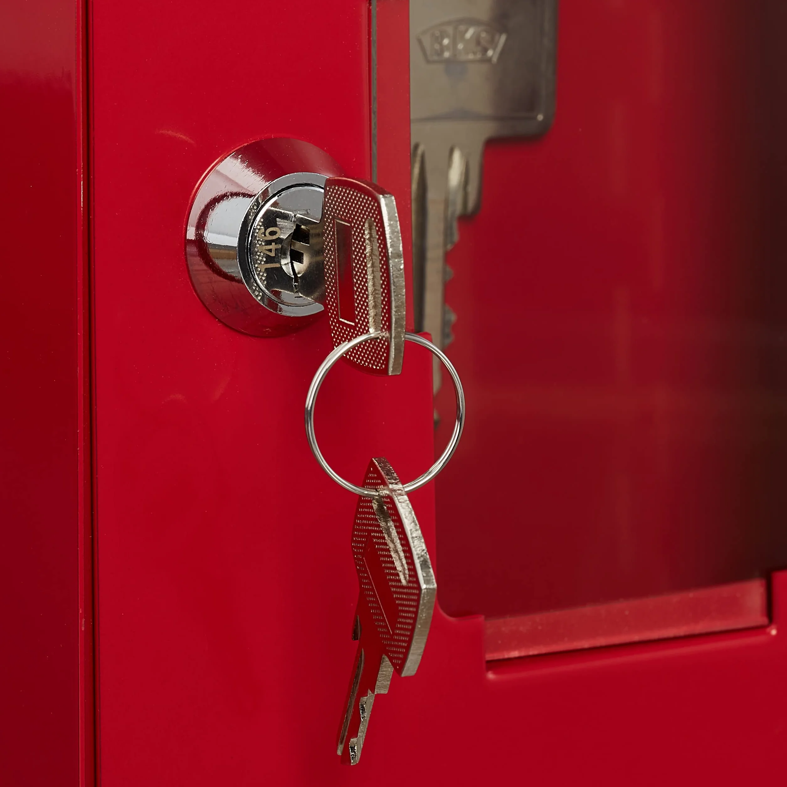Relaxdays Pack 2 Cajas Llaves de Emergencia Ventana de Cristal Martillo Metal Rojo
