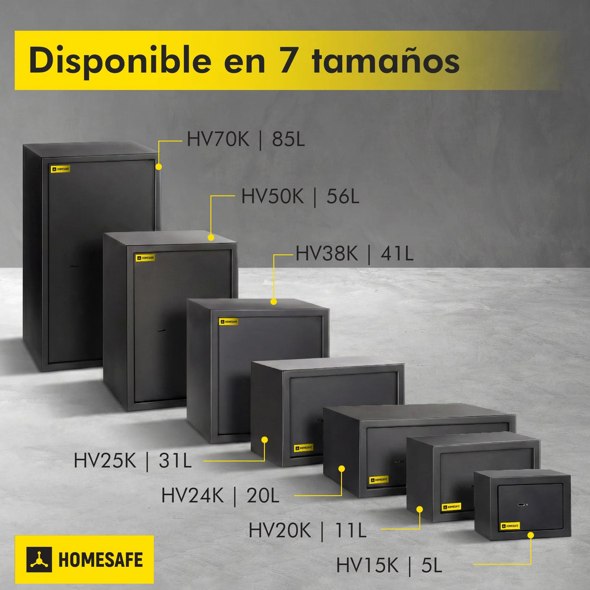 HomeSafe HV15K Caja Fuerte con Llave 15x20x17cm Seguridad Hogar Almacenaje