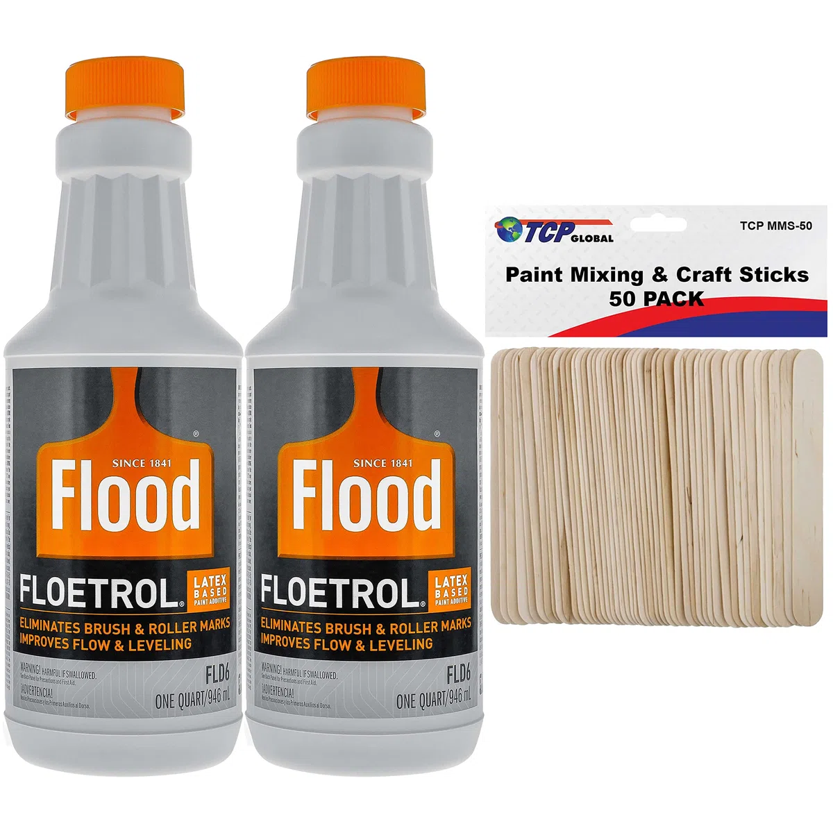 U.S. Art Supply Floetrol - Aditivo para pintura acrílica y 50 varillas de mezcla
