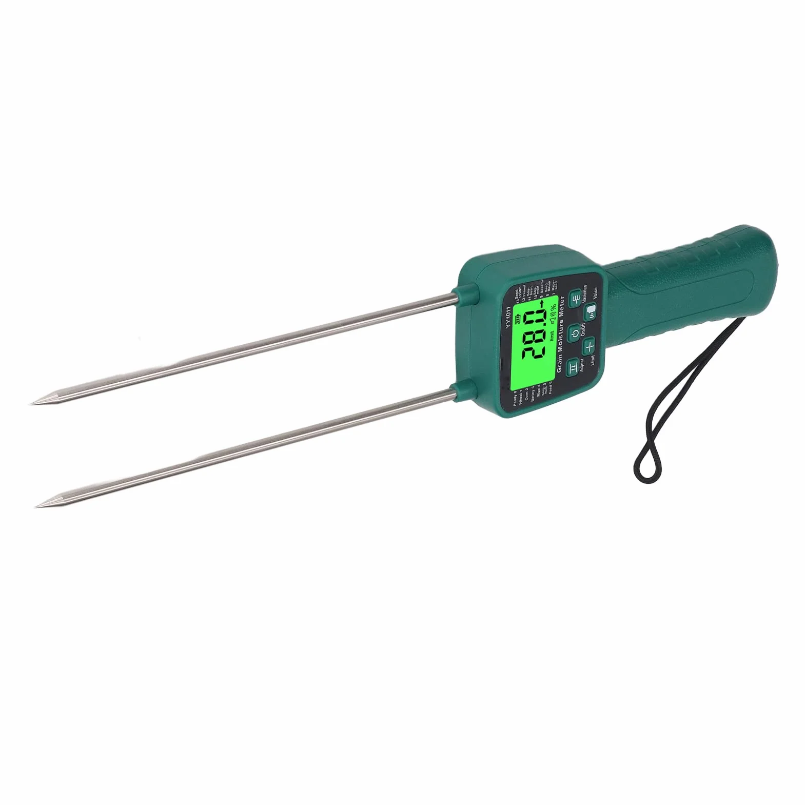 Medidor de Humedad de Granos, Pantalla LCD Clara Medidor de Humedad de Granos Portátil con Transmisión de Voz, Medidor Digital de Humedad de Fibra de Heno para Cereal Maíz Soja
