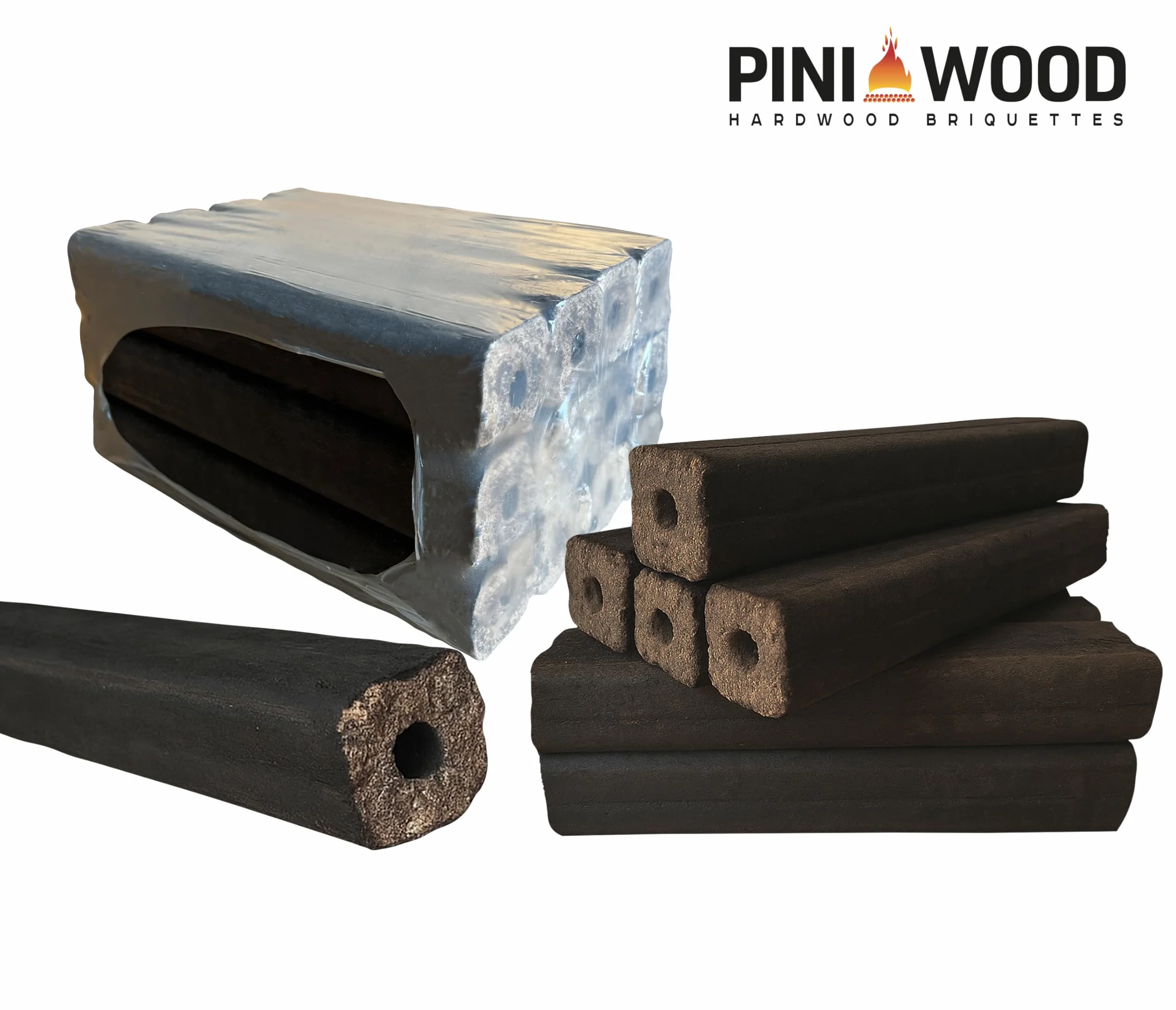PINI Kay Briquets de roble de 23 cm de largo cuadrados con orificio de extracción 15 kg Briquets de madera dura Leña de roble para chimenea, estufa, fuego abierto, parrilla