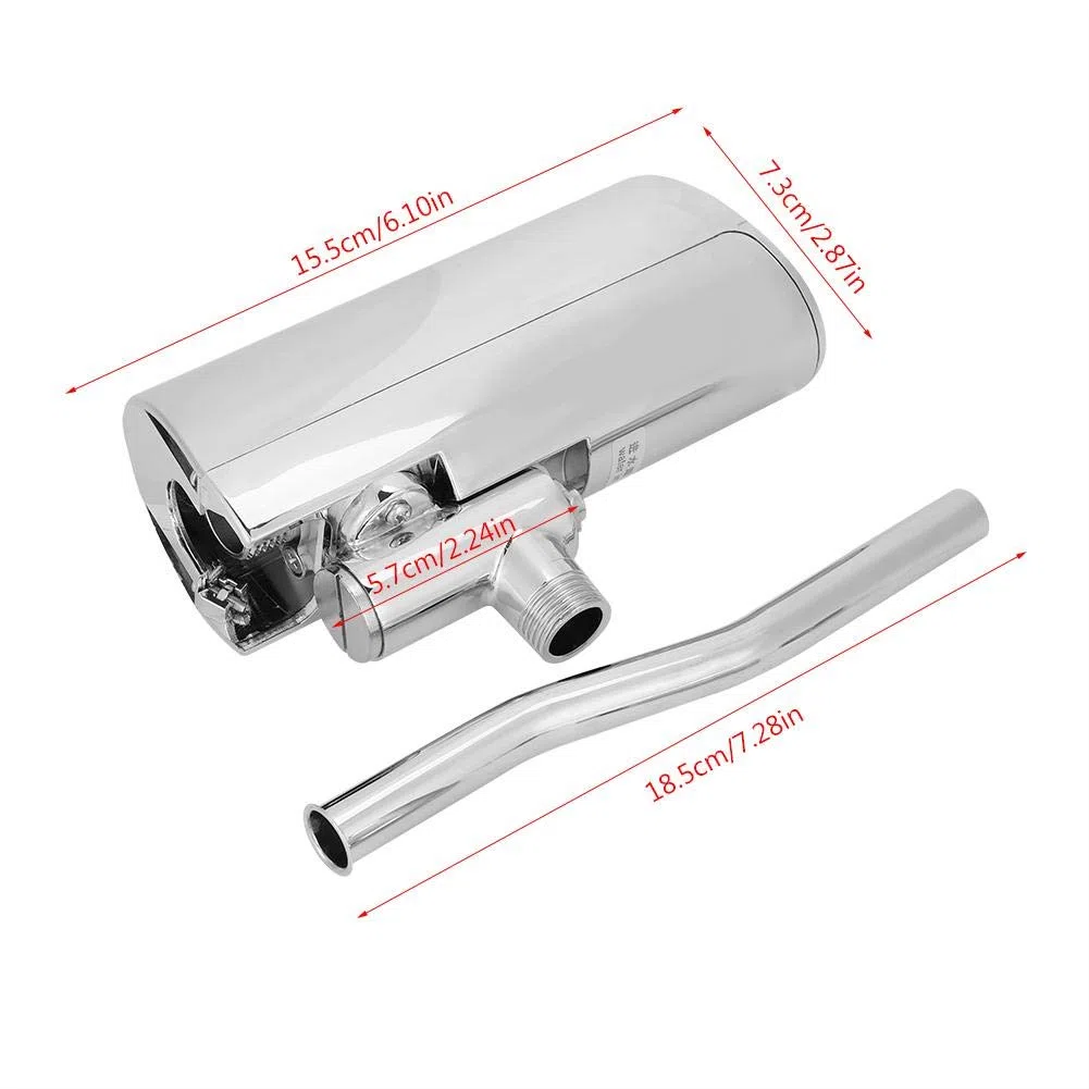 NIKOU Sensor de válvula de descarga para mingitorio Válvula automática para mingitorio Inodoro, sensor montado en la pared Válvula sin contacto, latón y galvanizado