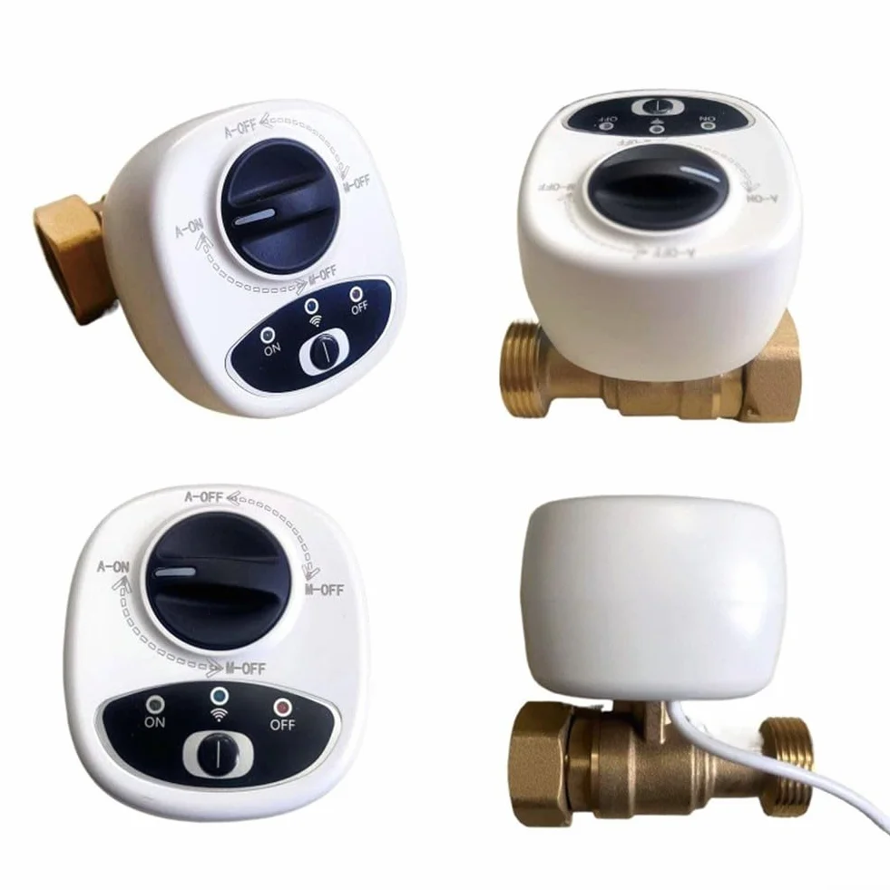 Válvula de agua inteligente WiFi, control remoto a través de aplicación, compatible con Alexa/para comandos de voz, apagado automático, temporizador, válvula de bola eléctrica de cobre (DN20)