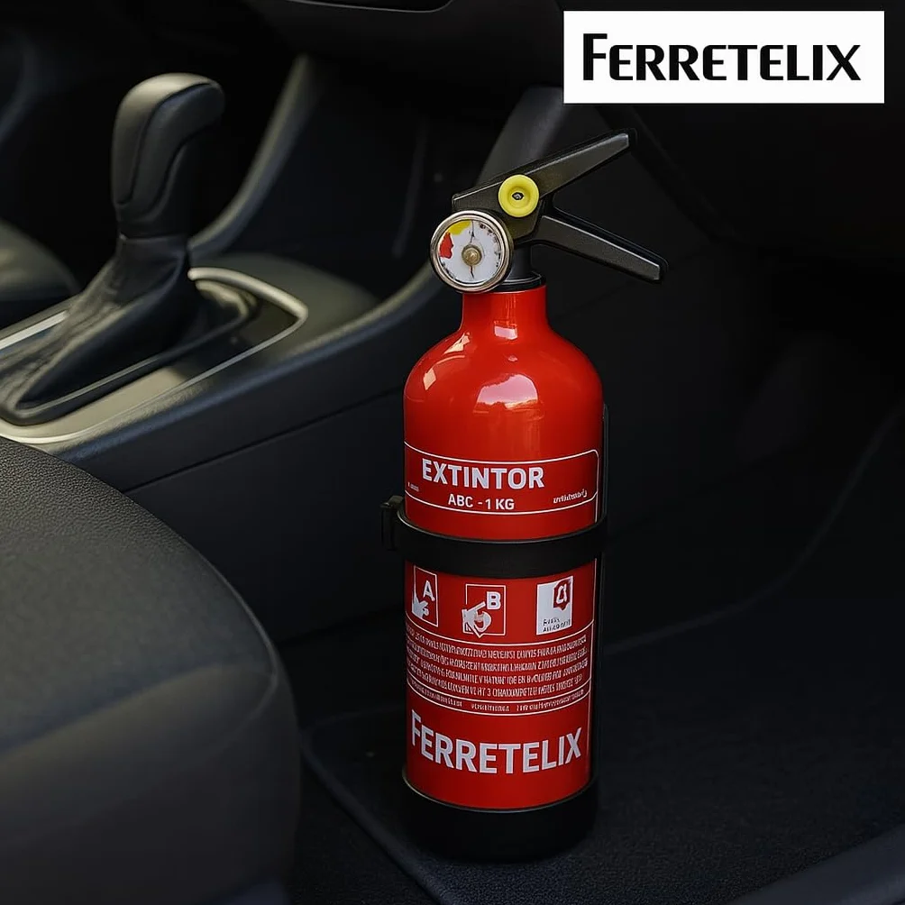 Extintores 1 kg Polvo ABC Ferretelix® Pack 2 con Soporte de Montaje Homologados