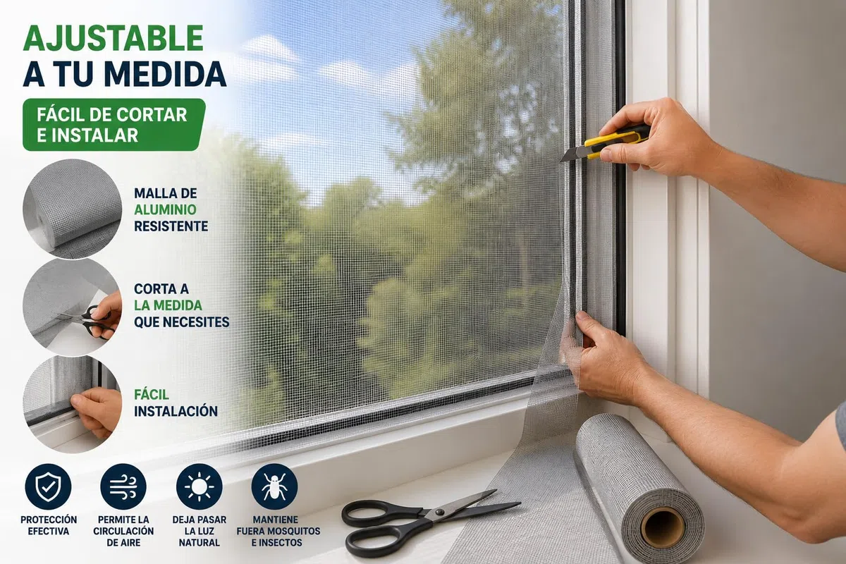 Tela Mosquitera para Puerta y Ventana, Malla mosquitera de Aluminio (150 x 1000 cm)
