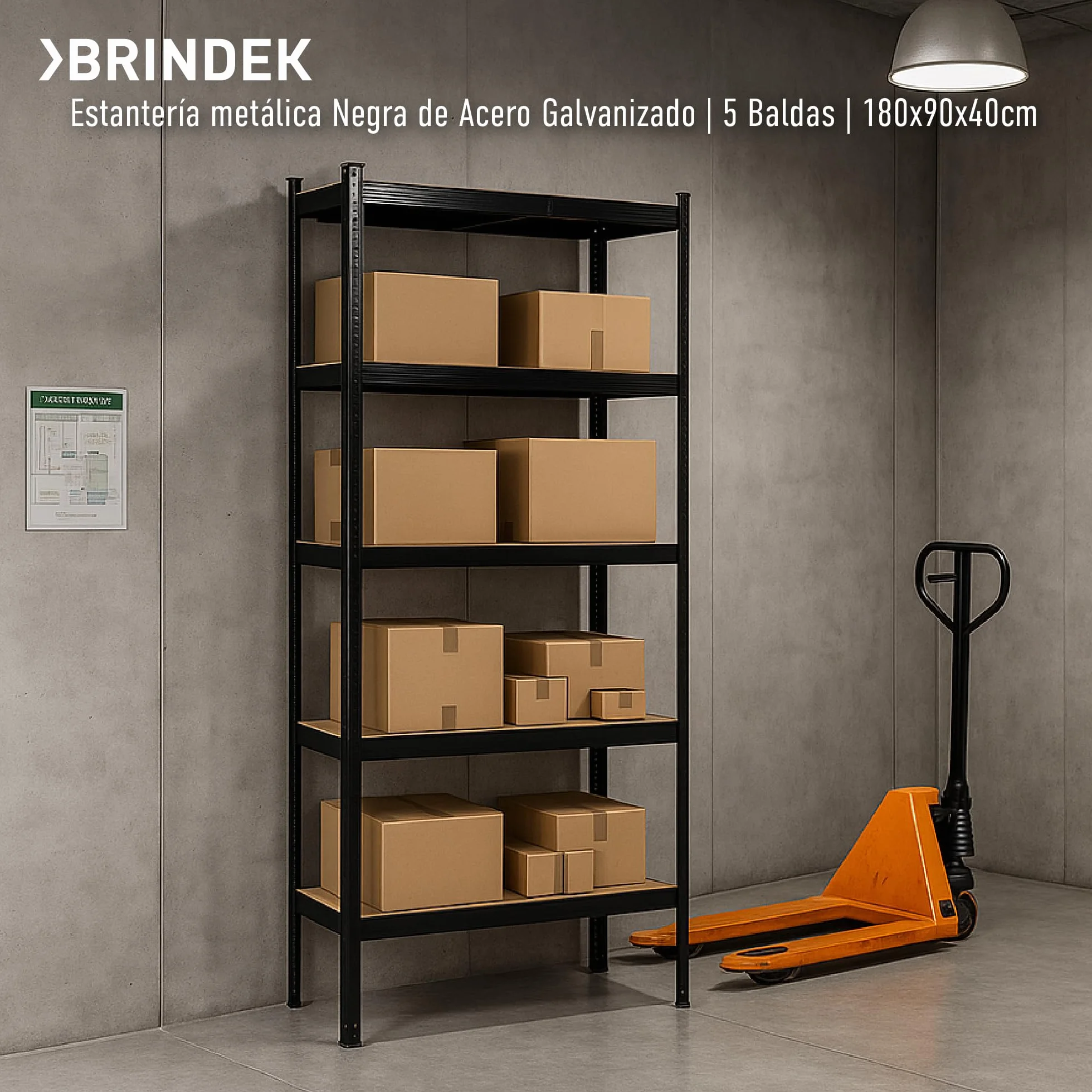 Estantería Metálica de Almacenaje Acero Galvanizado + 5 baldas MDF Ajustables - 180x90x40 cm - Capacidad 875 kg - Sin Tornillos - Garaje, Almacén, Trastero (Negro)