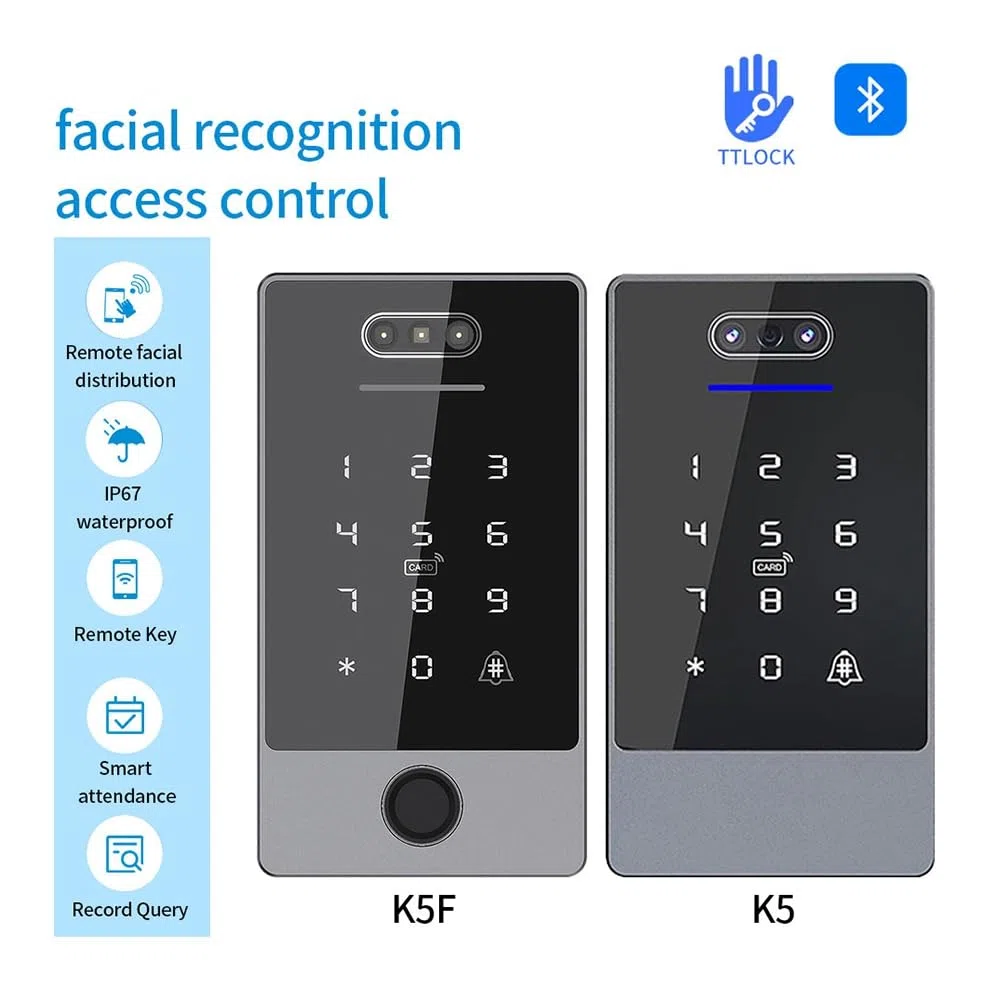 TTLock Teclado de Control de Acceso Reconocimiento Facial Controlador de Acceso Autónomo Impermeable Huellas Digitales para Cerradura de Puerta B