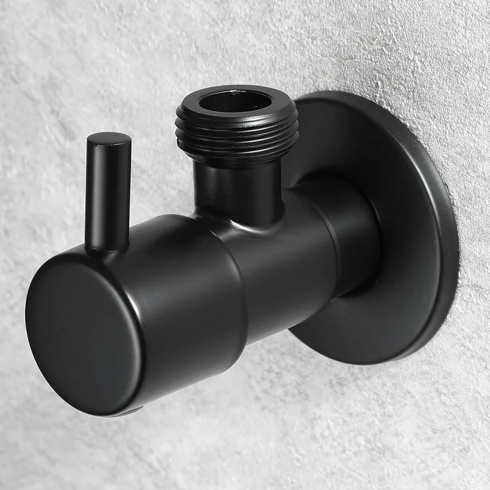Válvula de ángulo negro 304 Acero inoxidable Válvula de de agua a prueba de fugas Agua fría y caliente General Accesorios de baño