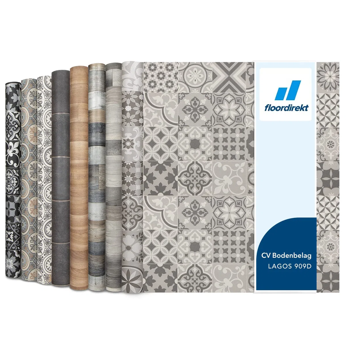 Floordirekt Plaza Lagos 909d - Suelo de vinilo para cocina y balcón, se vende por metros, efecto madera o baldosa, resistente y fácil de limpiar, 200 x 200 cm