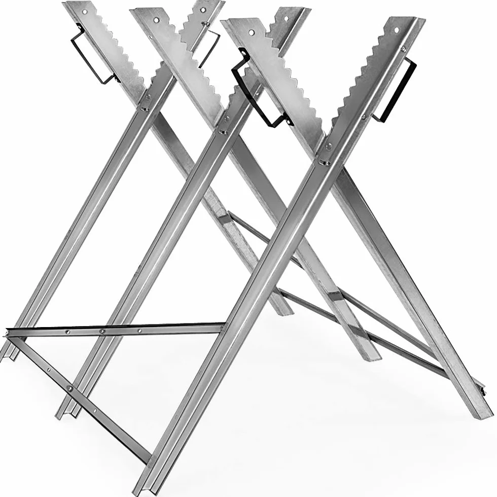 GARDEBRUK® Caballete para Cortar Leña Serrar Madera Soporte Motosierra Troncos Banco Plegable Antideslizante Capacidad 150Kg Metal Galvanizado