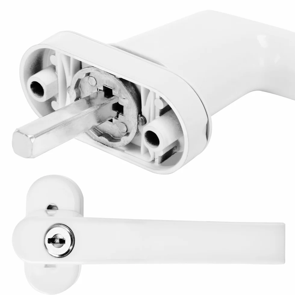 MONZANA® 4X Manilla de Ventana Puerta Universal con Cerradura + 2 Llaves Manija Bloqueo en 2 Posiciónes Blanco