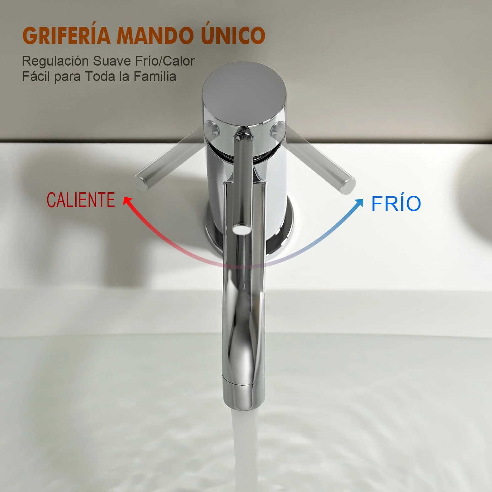 Ibergrif M11003 Grifo de Lavabo Monomando Acero Inoxidable Aireador Ahorro Agua Conexión G 3/8" Acabado Cromado
