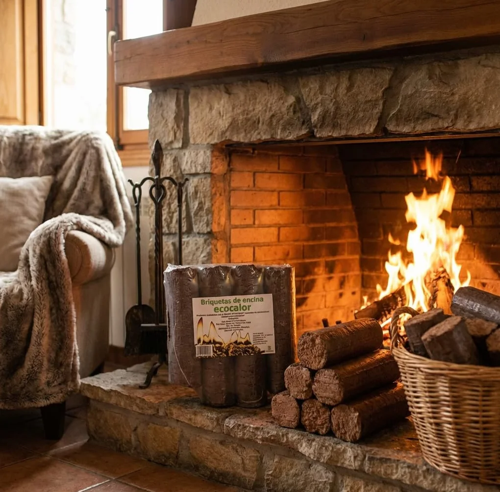 Suinga Briquetas de Madera Ecológicas Encina 14 Kg – Briquetas para Chimenea, Combustible Natural para Estufas y Chimeneas