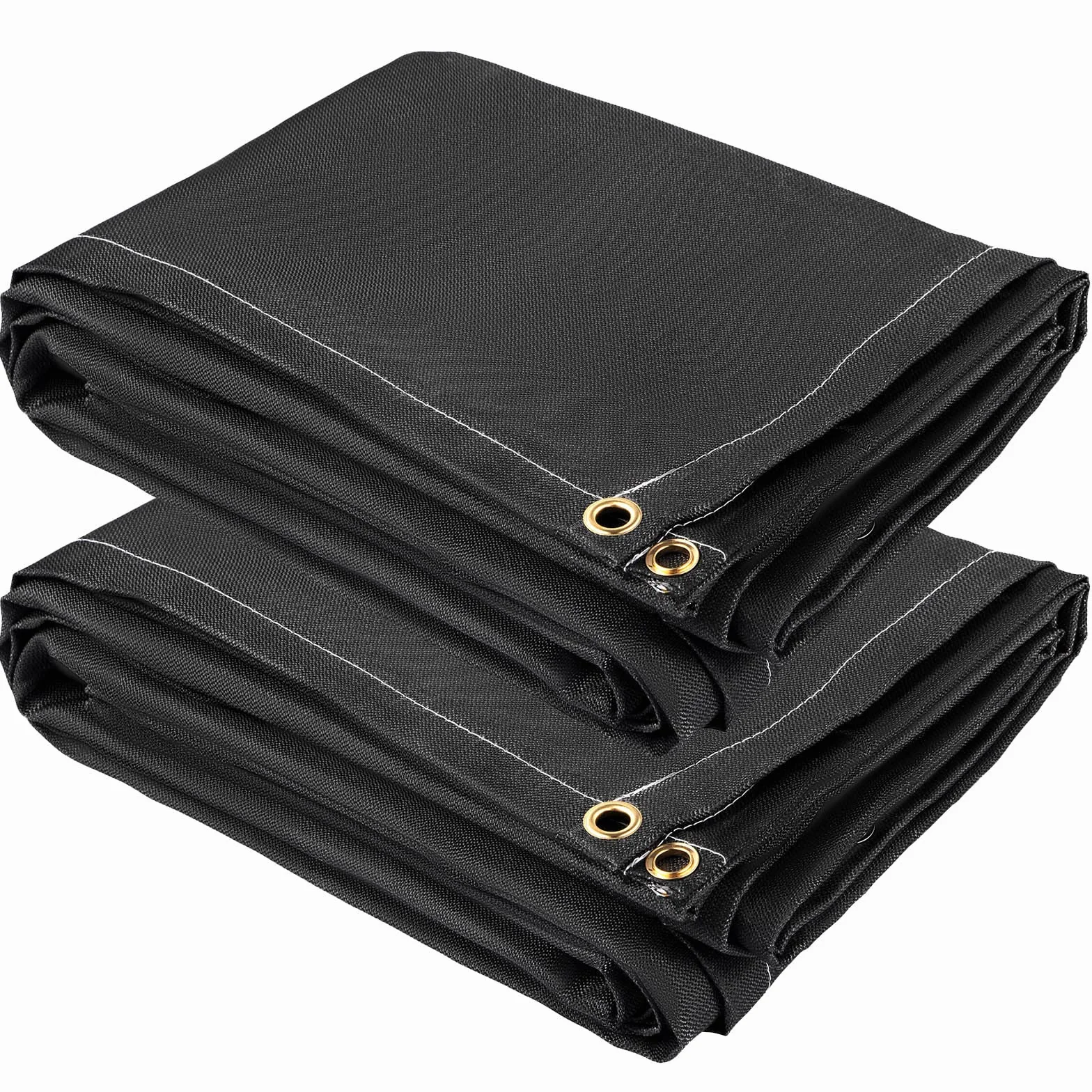 VEVOR Manta de Soldadura Ignífuga 2 Piezas 1,83 x 3,05 m Fibra de Vidrio Resistente al Calor 550 °C 8 Ojales Latón Negro