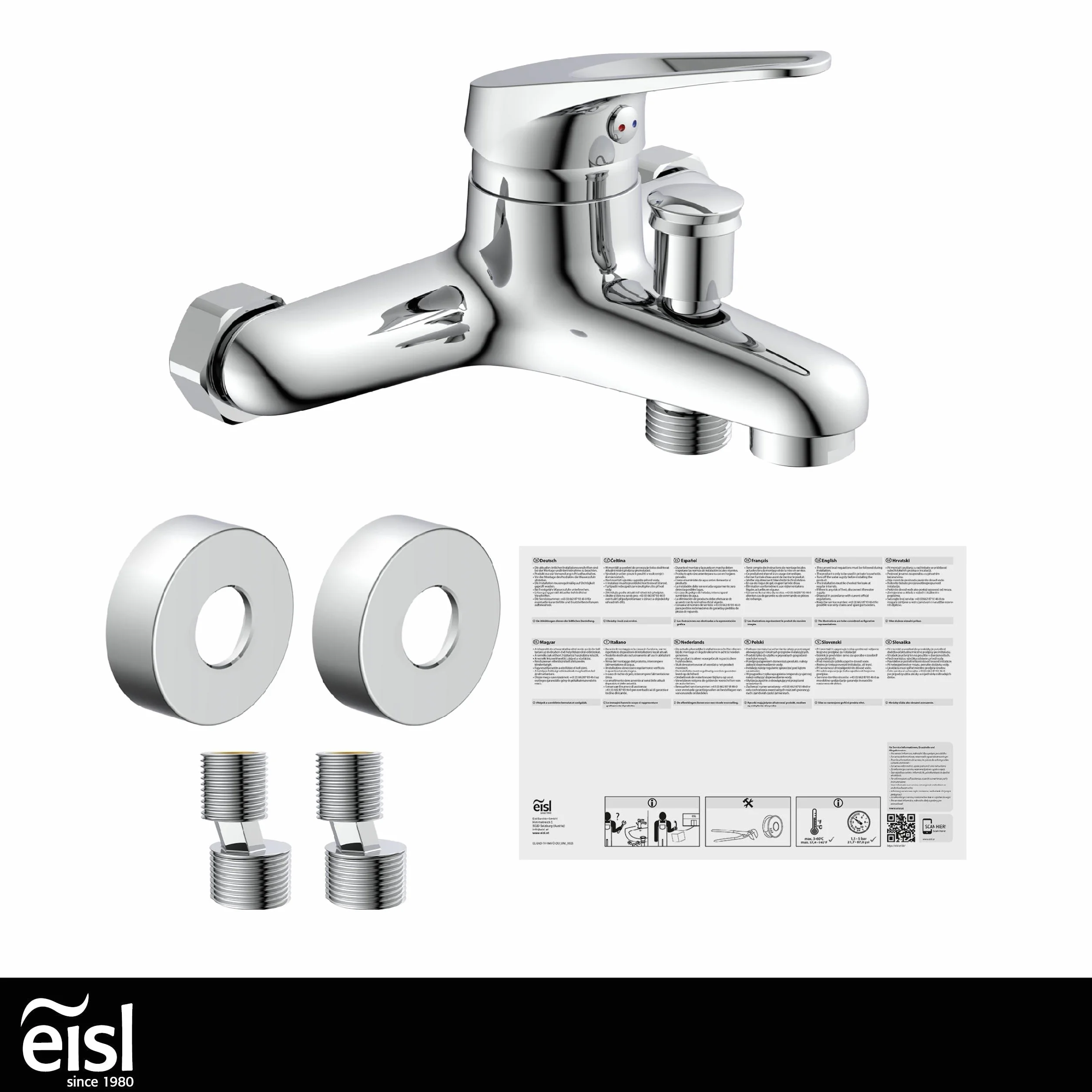 EISL NI023SCR Mezclador monomando para bañera, cromo