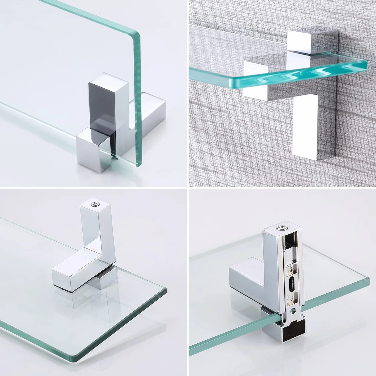 KES Estante Baño Cristal 50cm Baldas de Cristal Estanteria Baño Vidrio Templado 8MM con Soporte de Cromo Pulido, BGS3201