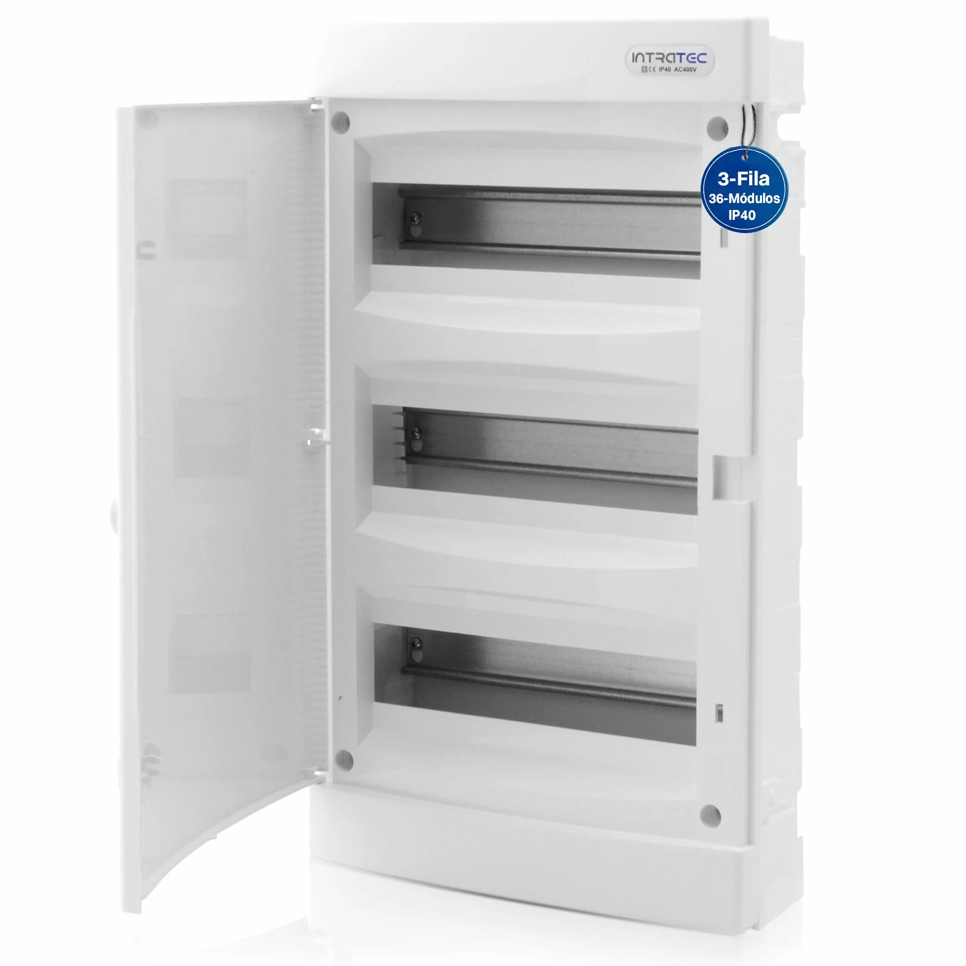 Intratec Caja de Distribución Empotrada 3 Fila IP40 36 Módulos Blanco 482x283x106mm