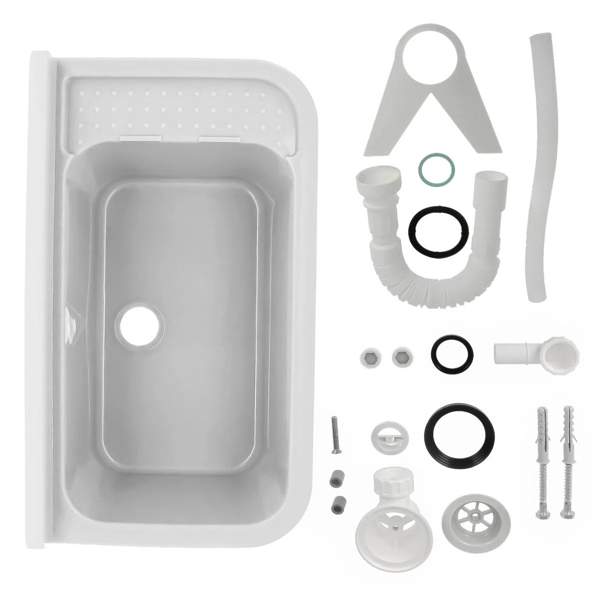 Lavabo de Cámara Estante Fregadero Industrial Profunda Lavadero Exterior Comercial Lavamanos Jardín Garaje Lavandería Baños Fábrica 50 x 34 x 21 cm Blanco