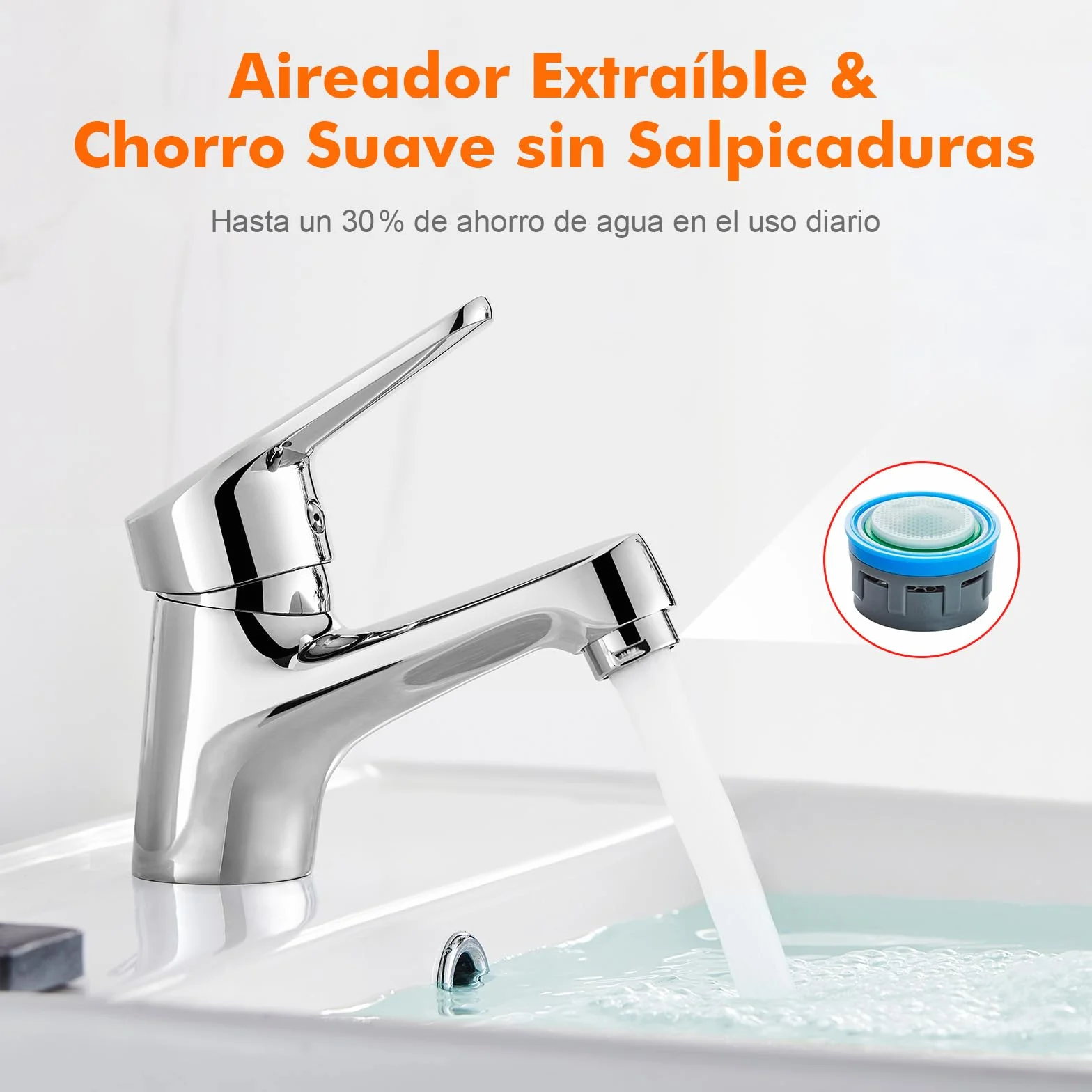 Ibergrif Grifo Lavabo Bajo 60mm, Monomando Latón Macizo para Baño, Aseo de Cortesía y Camper, Instalación Fácil G3/8″, M11050