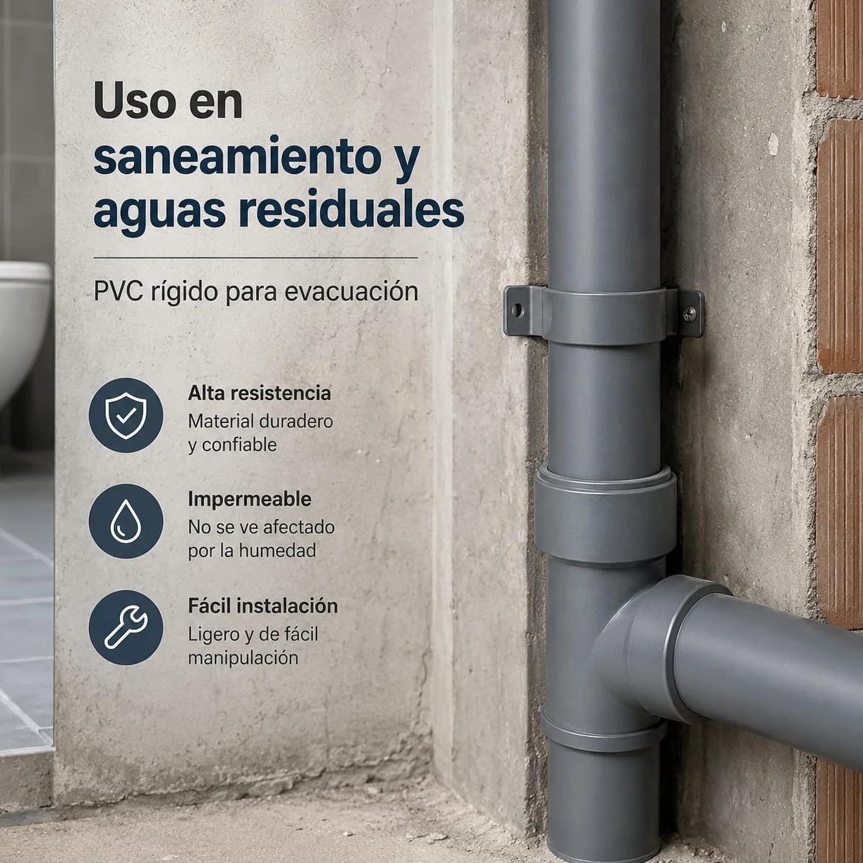 Tubo PVC Rígido 1 Metro – Desagüe, Fontanería y Evacuación de Aguas – Alta Resistencia, Impermeable y Fácil Instalación – Tramos Disponibles Ø75, Ø110, Ø125, Ø160 y Ø200 mm (Ø200 mm)