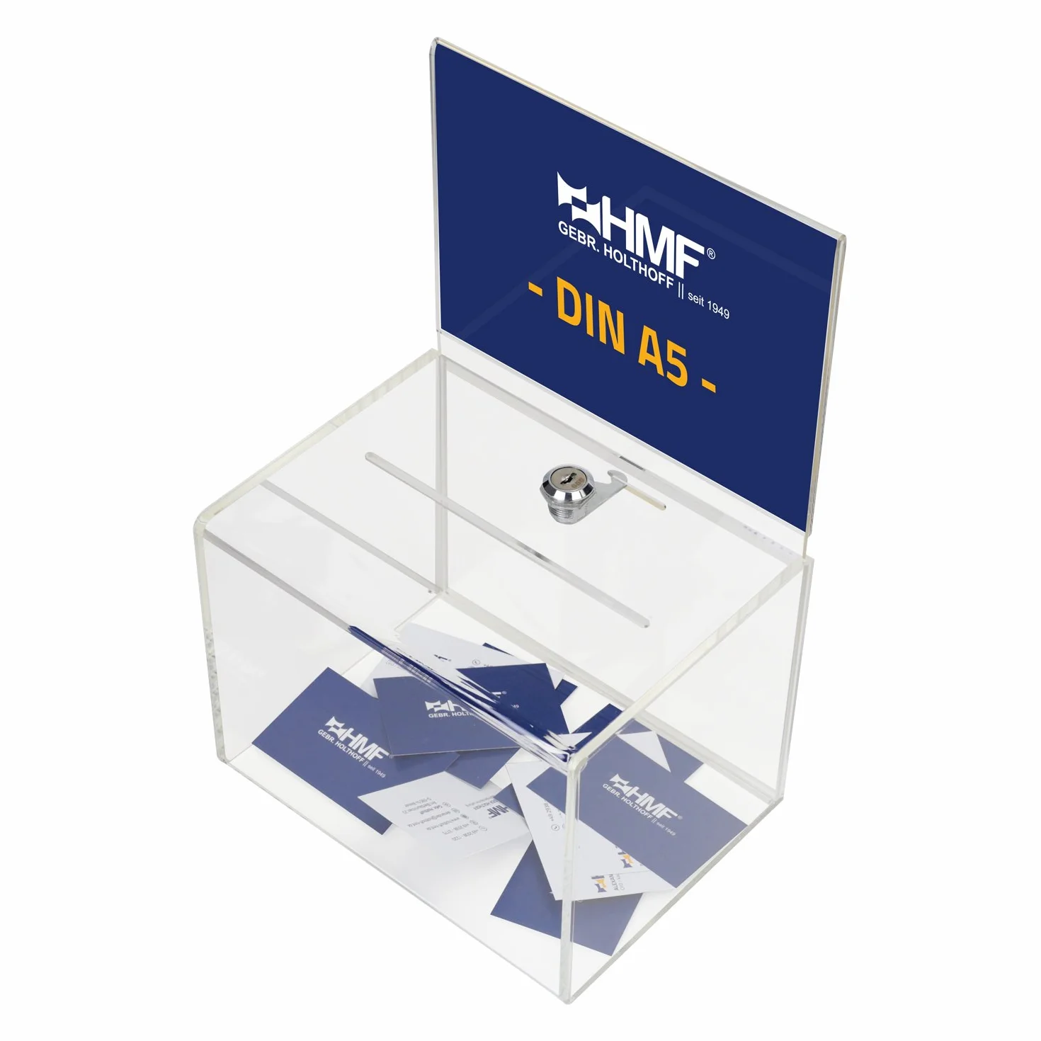 HMF 46913 Caja de donación de acrílico DIN A5 21,5 x 16 x 16 cm Transparente