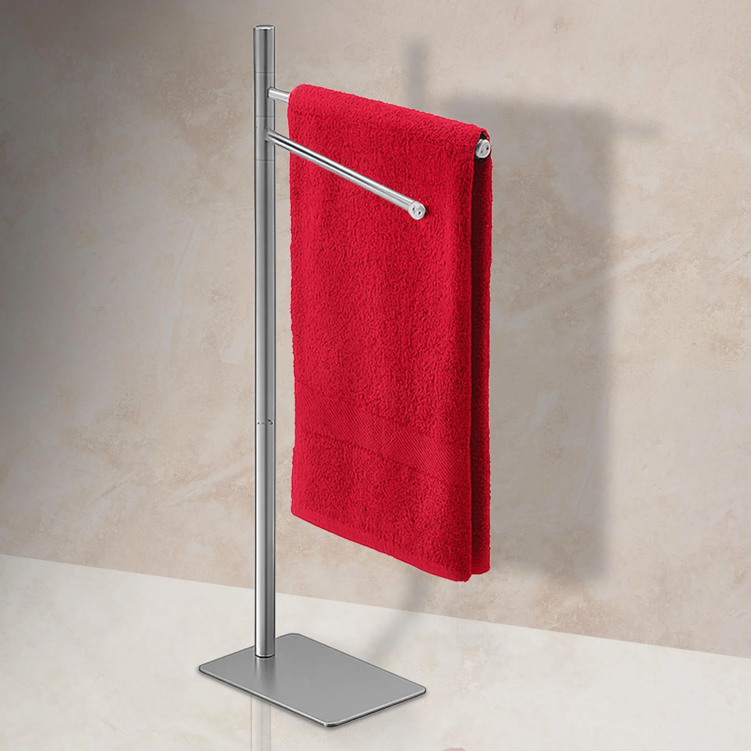 Toallero Relaxdays Acero Inoxidable 2 Barras Ajustables 78x33,5x14 cm Plateado