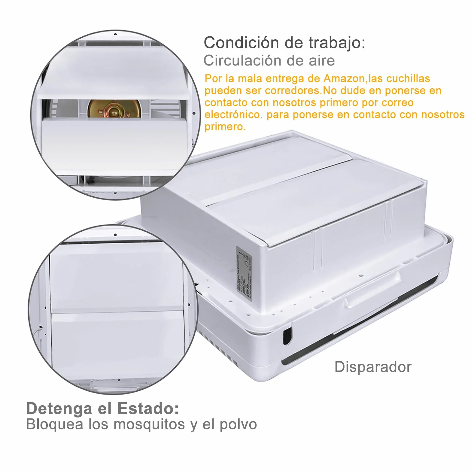 HUGOOME Ventilador de baño de Tamaño abierto 200 * 200mm, 300m³/h 25W Ventilador de pared reversible de dos vías Ventilación, para Cocina Ático Ventana Garaje (Sin enchufe)