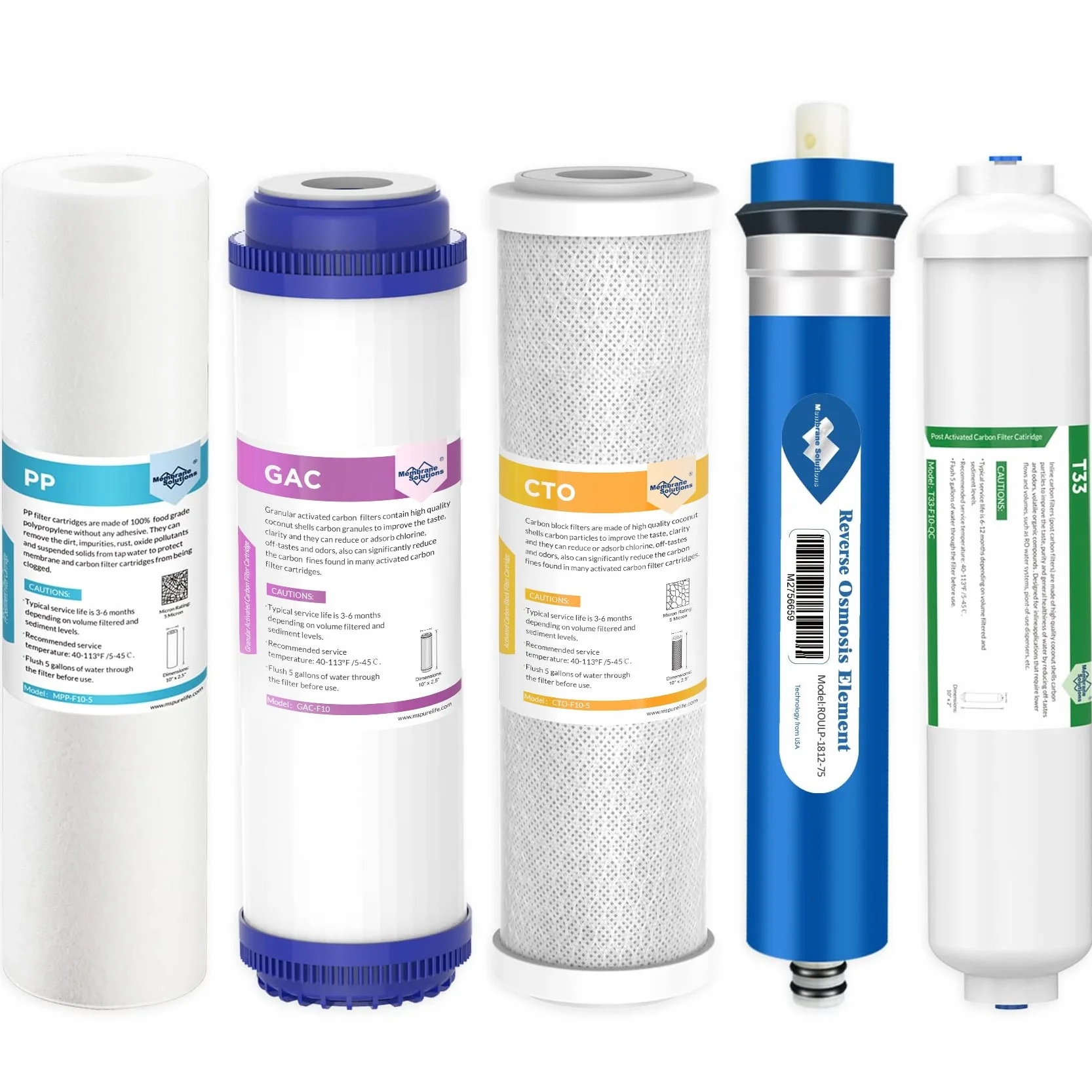 Membrane Solutions Filtros de Osmosis Inversa de 5 Etapas Universales con Membrana 75 GPD