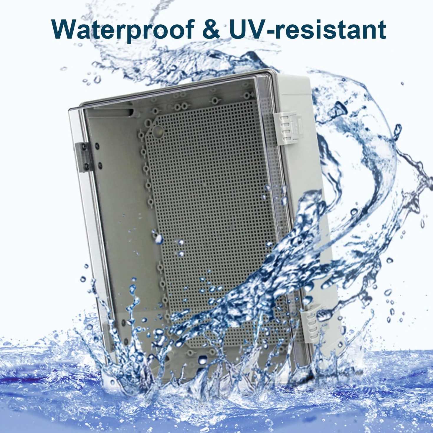 Caja Conexiones Estanca IP67,Caja Distribución Eléctrica,Caja Registro Electrico,PC Transparente Carcasa Industrial,para la Protección de Tomas de Corriente (300x200x130mm)