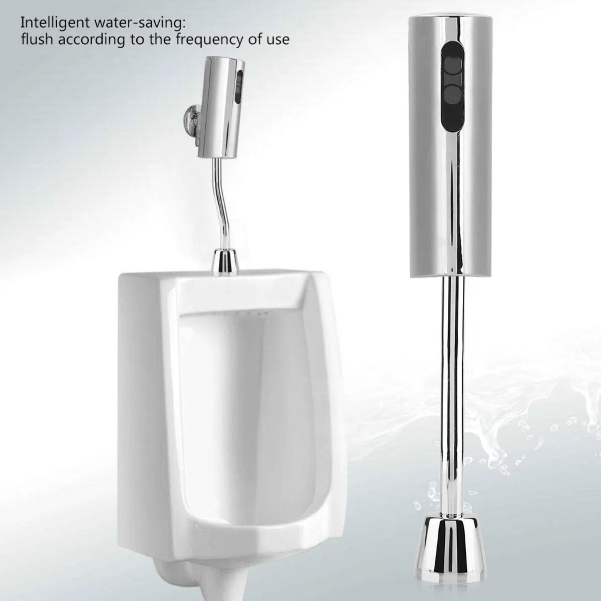 NIKOU Sensor de válvula de descarga para mingitorio Válvula automática para mingitorio Inodoro, sensor montado en la pared Válvula sin contacto, latón y galvanizado