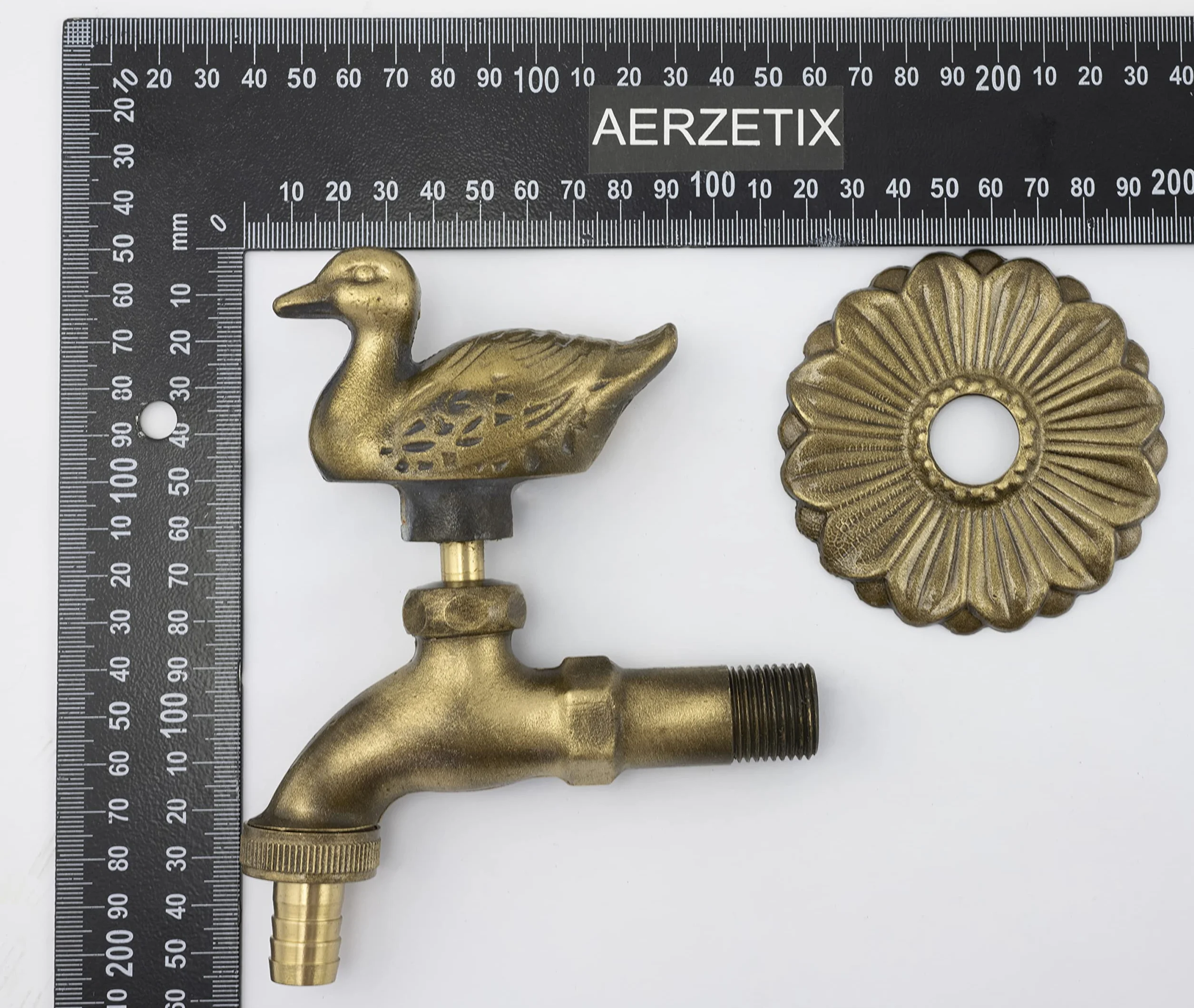 AERZETIX Grifo de Lavabo Pared 1/2'' Modelo Pato Latón Envejecido