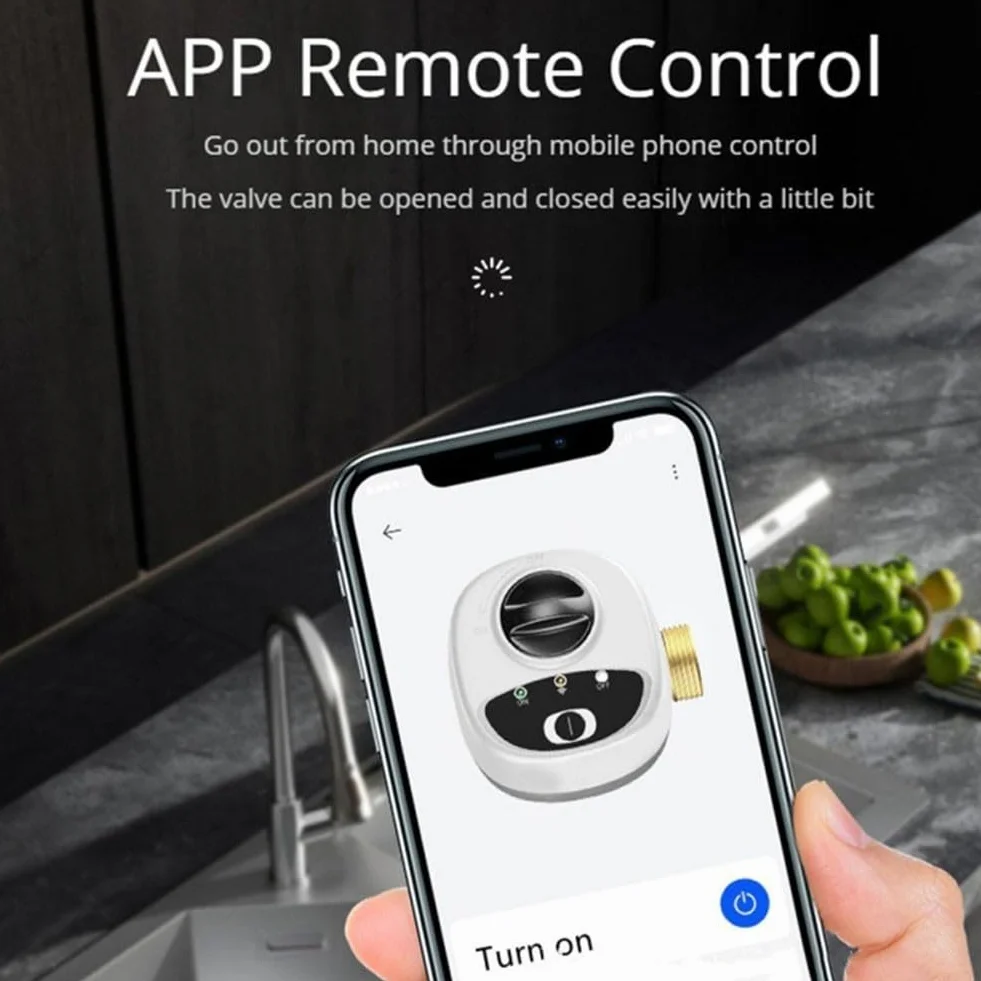 Válvula de agua inteligente WiFi, control remoto a través de aplicación, compatible con Alexa/para comandos de voz, apagado automático, temporizador, válvula de bola eléctrica de cobre (DN20)