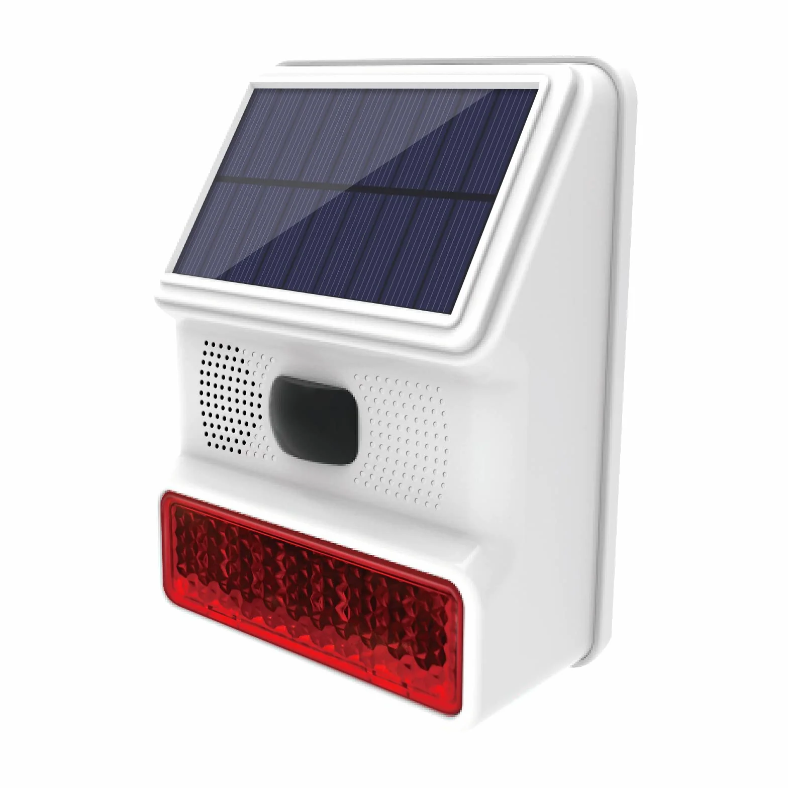 Sirena de Alarma, Sirena Solar para Exteriores con luz Intermitente LED de Sonido de 110db Compatible con Sistema de Alarma para el hogar, Granja, Granero, Villa, Patio, jardín (PE-520)