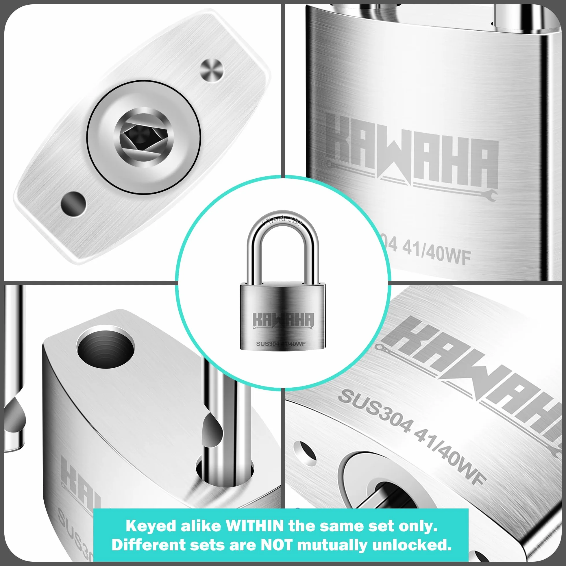 41/40-2PS 40 mm (1-9/16 pulgadas) Candado de alta seguridad de acero inoxidable con llave de acero inoxidable para uso tanto en interiores como en exteriores (de alta resistencia, antióxido