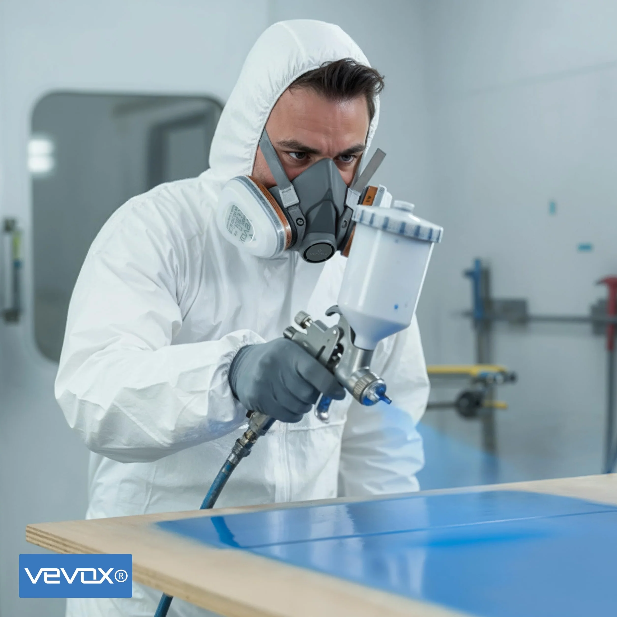 VEVOX® Máscara respiratoria con filtro A1P2 – Protección contra gases, vapores y partículas finas de polvo – Ideale para pintura, lijado y obra – Con 6 filtros P2 antipartículas y 2 A1 antigás