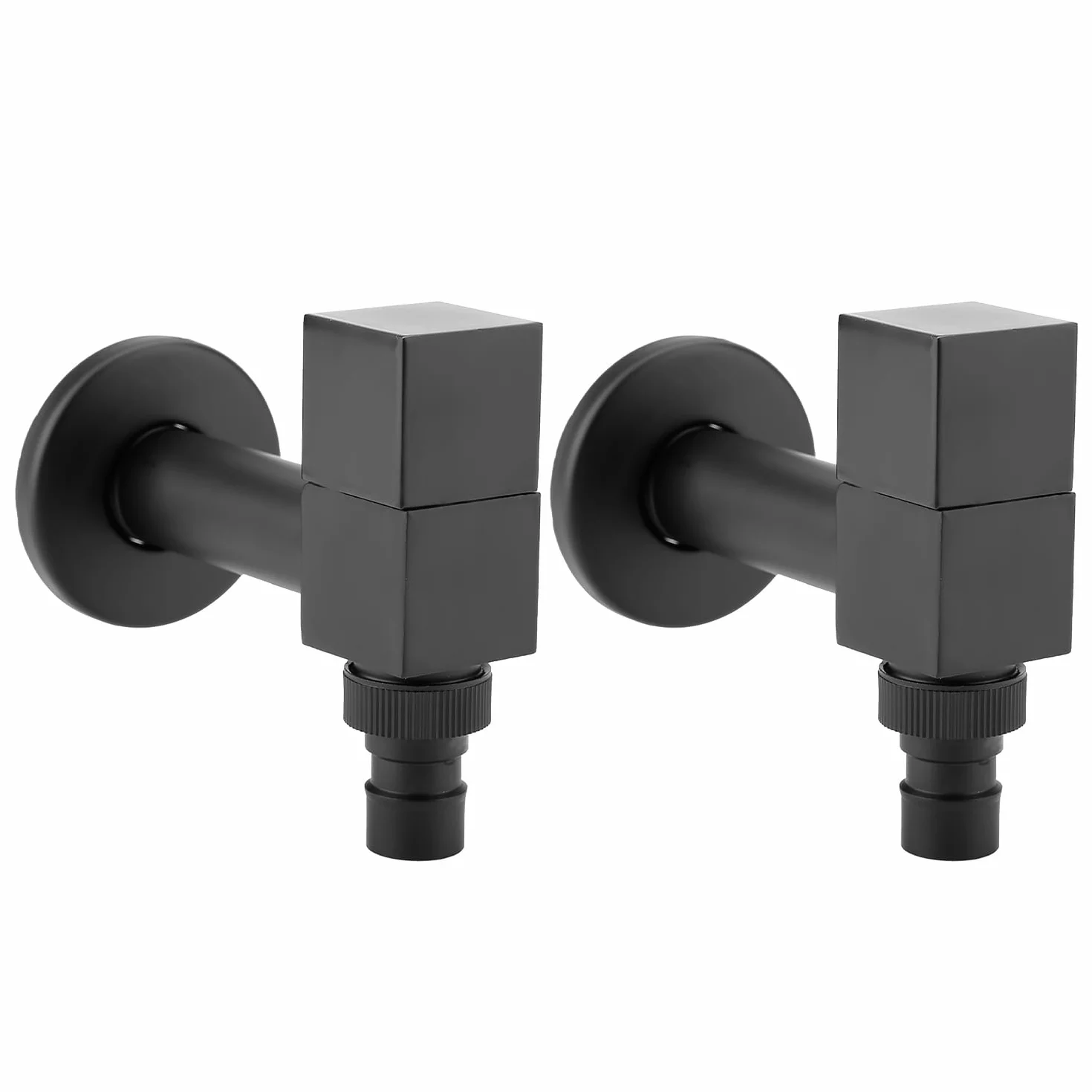 Grifo de Montaje en Pared, Grifo de Agua Fría Cuadrado de Latón Negro Salida Tipo Cascada Lavadora Fregona Grifo de Piscina Burbujeador Incorporado para Baño Cocina (G1/2 Thread-2Pcs)