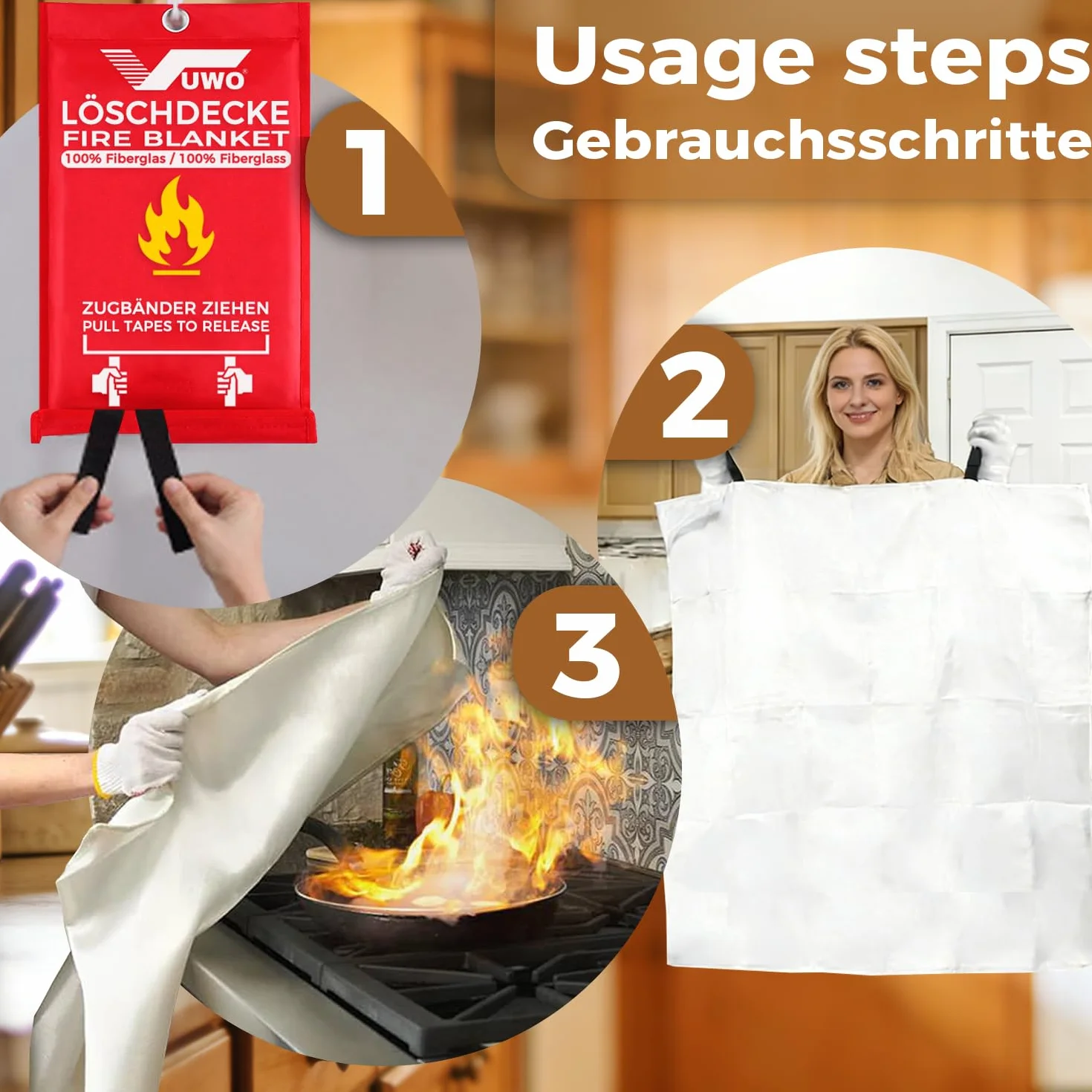 Manta ignífuga de Fibra - 1 Pieza Manta ignífuga de Emergencia de Vidrio de Seguridad Diseñada para Cocina en la Supervivencia Barbacoa Garaje Chimenea Automóviles Almacén (1.6mx1.8m)