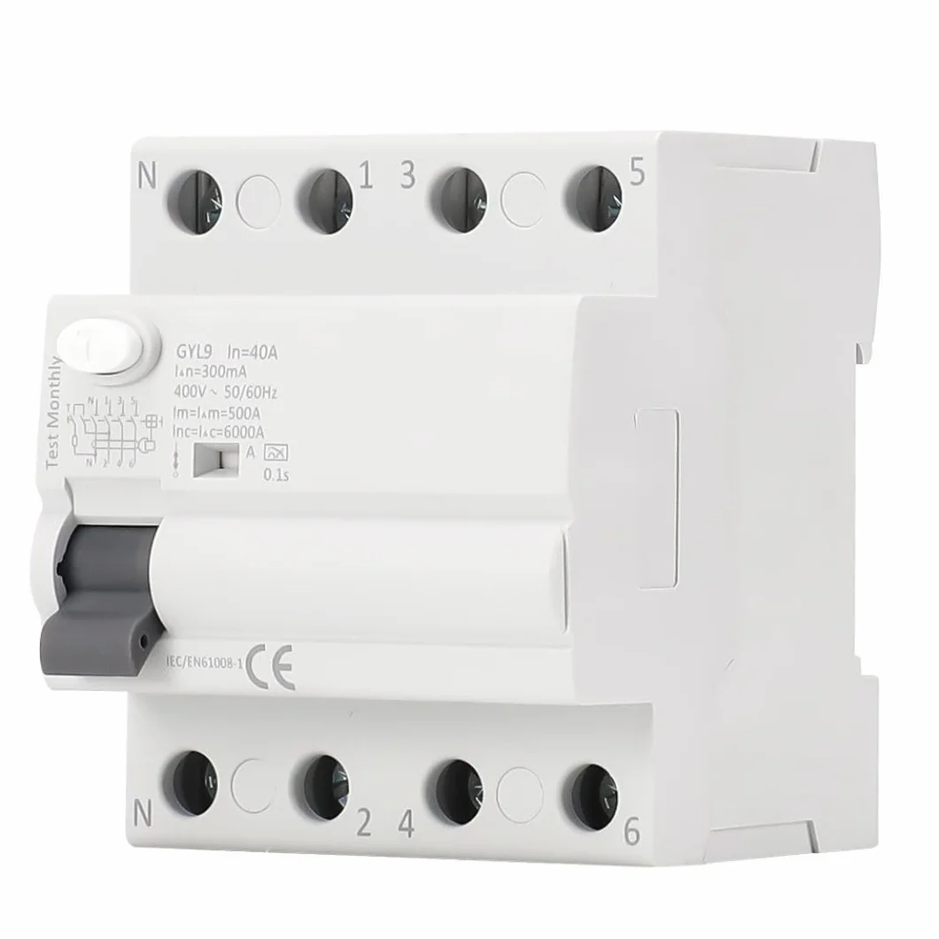 Diferencial Superinmunizado Trifásico 4P (3P+N) 40A 300mA y 6kA. Clase A. Interruptor Diferencial RCCB Super Inmunizado. Disyuntor RCCB 4P 40A 300mA