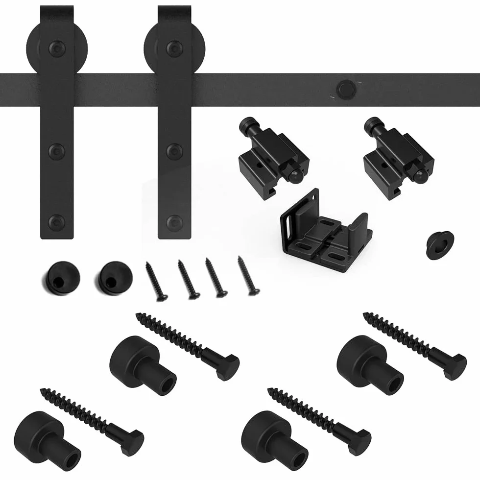 Super Mini Puertas correderas granero hardware kit 91.5cm/3FT soportes TV pequeños armarios colgante en forma de J