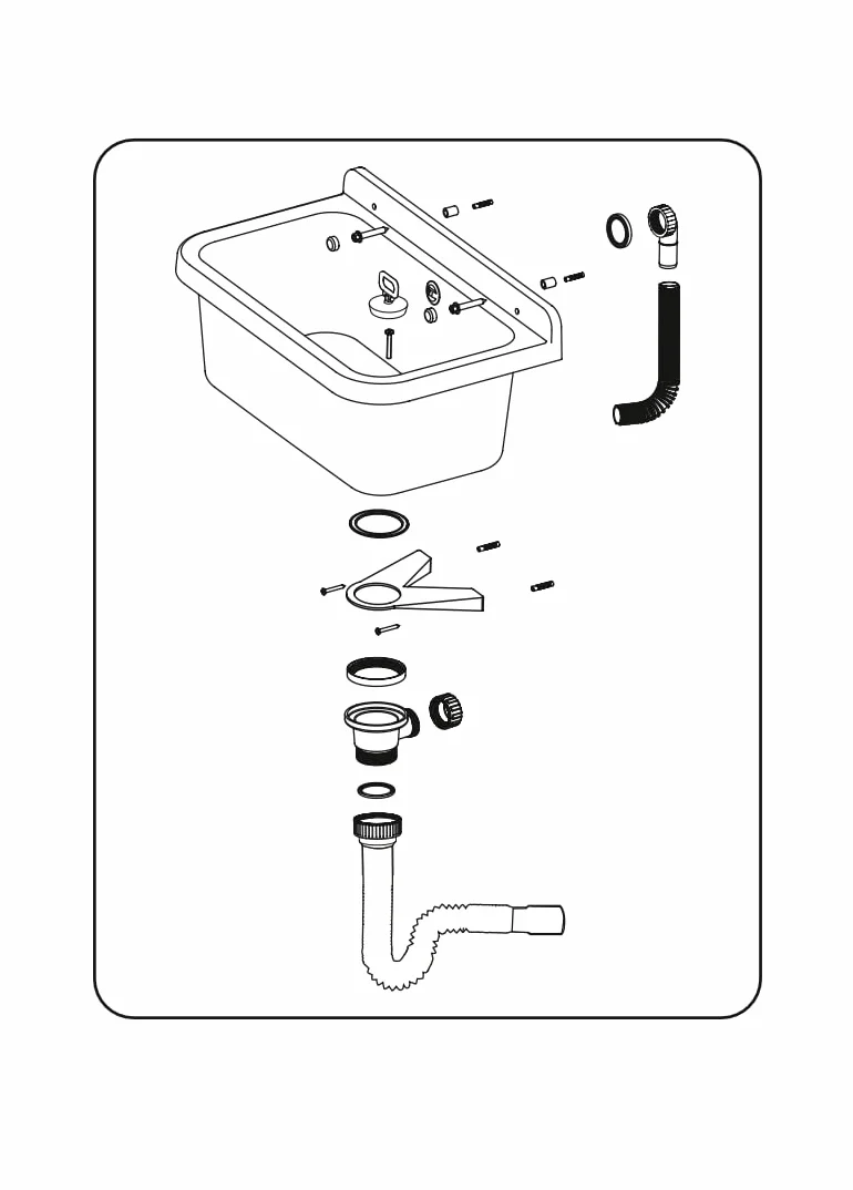 Negrari Pilozzo - Lavabo de pared de resina, resistente a los ácidos de uso común, resistente a la humedad, kit de desagüe incluido, 42 x 34 x 21 cm, negro brillante