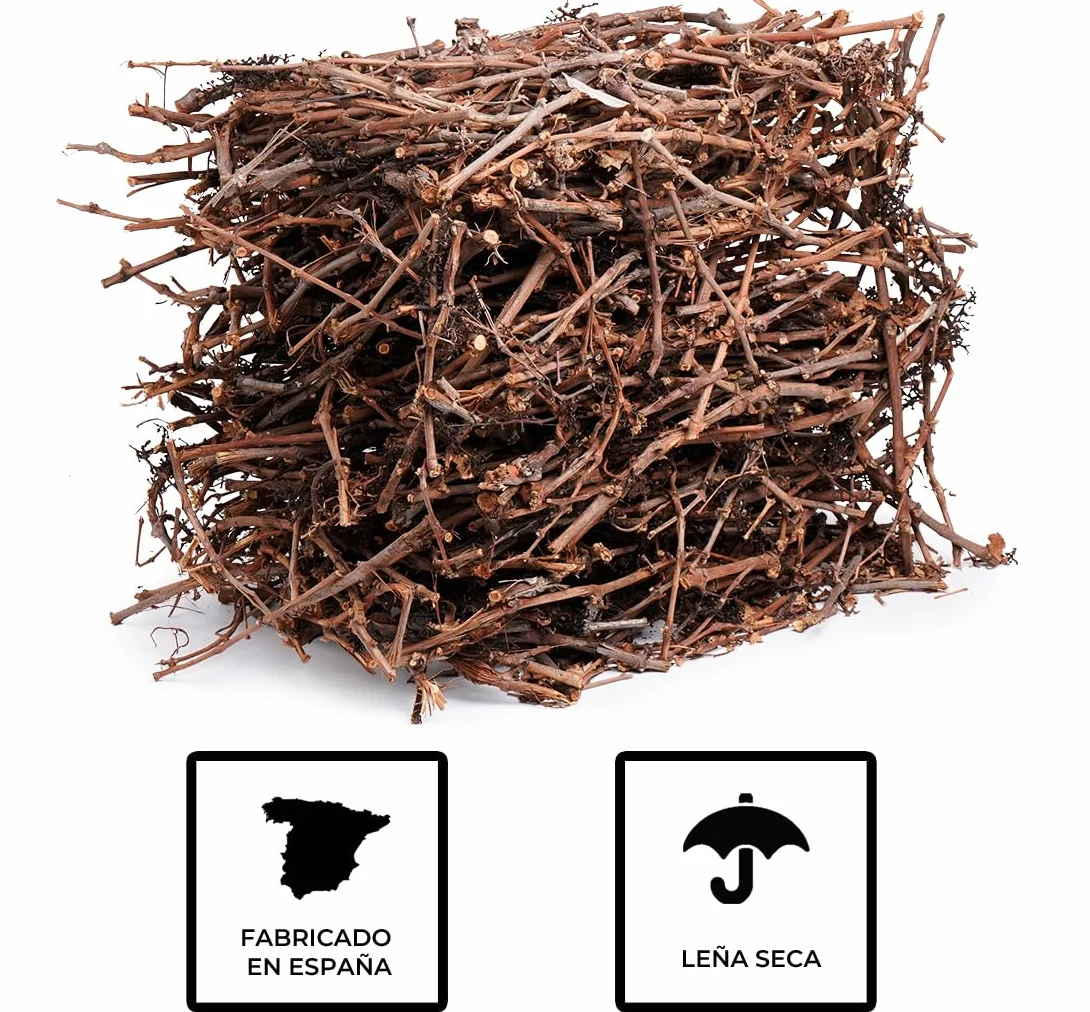 2x68LRamas de Sarmiento Ideal para Arroces, Paellas, Calçots y Chuletitas de Cordero. 68L. Hecho en España. Leña de Vid 100% Natural