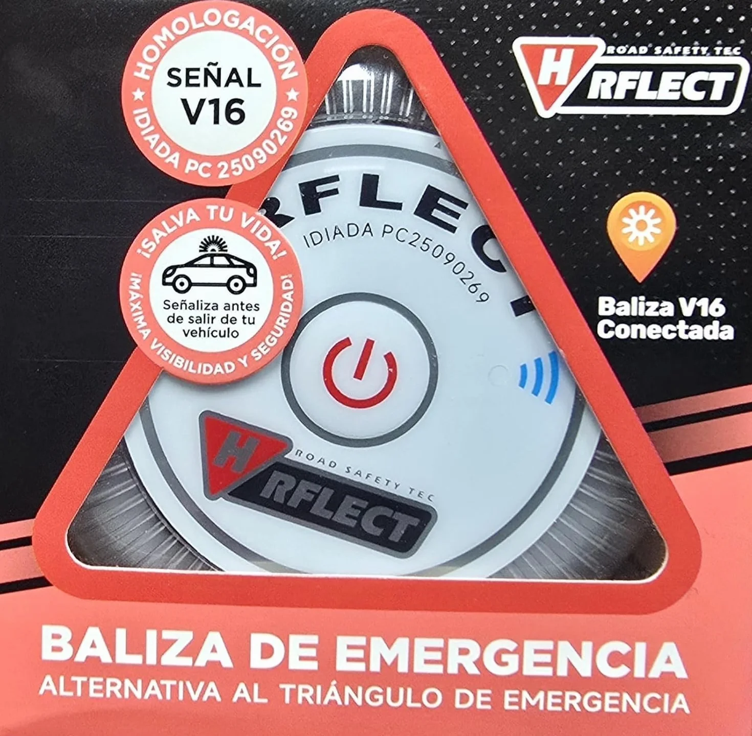 Baliza V16 Emergencia Geolocalización DGT 3.0 Conexión Telefónica Tech eSIM 2038 Pack 1 Ud