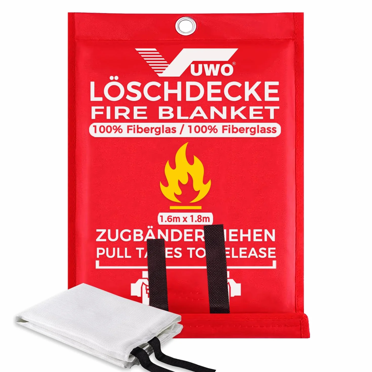 Manta ignífuga de Fibra - 1 Pieza Manta ignífuga de Emergencia de Vidrio de Seguridad Diseñada para Cocina en la Supervivencia Barbacoa Garaje Chimenea Automóviles Almacén (1.6mx1.8m)